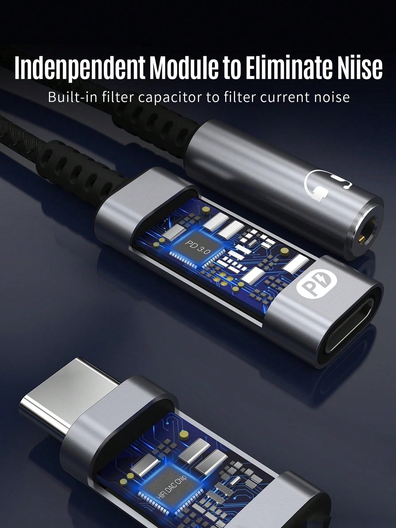 🔌 D8 USB-C to 3.5mm 2-in-1 어댑터 오디오 + 60W 고속 충전 | iPhone 16/15 Pro, Galaxy S23/S22+, iPad Pro 호환