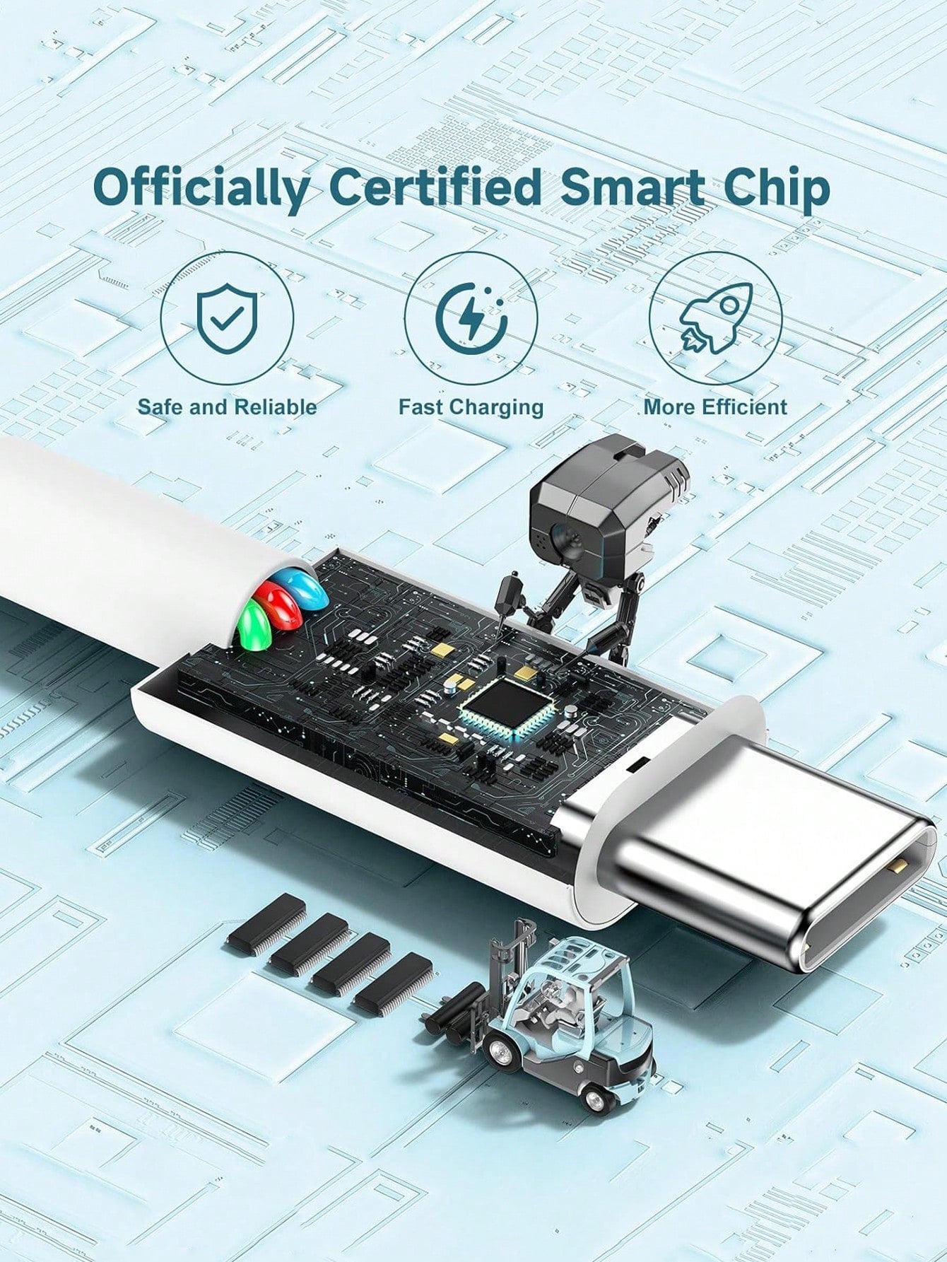 D8 20W USB-C 고속 충전기 PD 고속 충전 | iPhone 16 Pro & iPad Pro 완벽 호환 | 3피트 C to C 케이블 포함