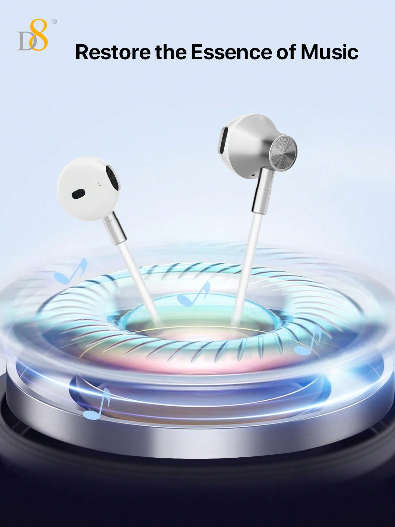 D8 USB Type-C 유선 이어폰 (마이크 & 볼륨 조절 탑재) iPhone 16 / iPad Pro / Galaxy S23 등 최신 USB-C 기기 완벽 호환
