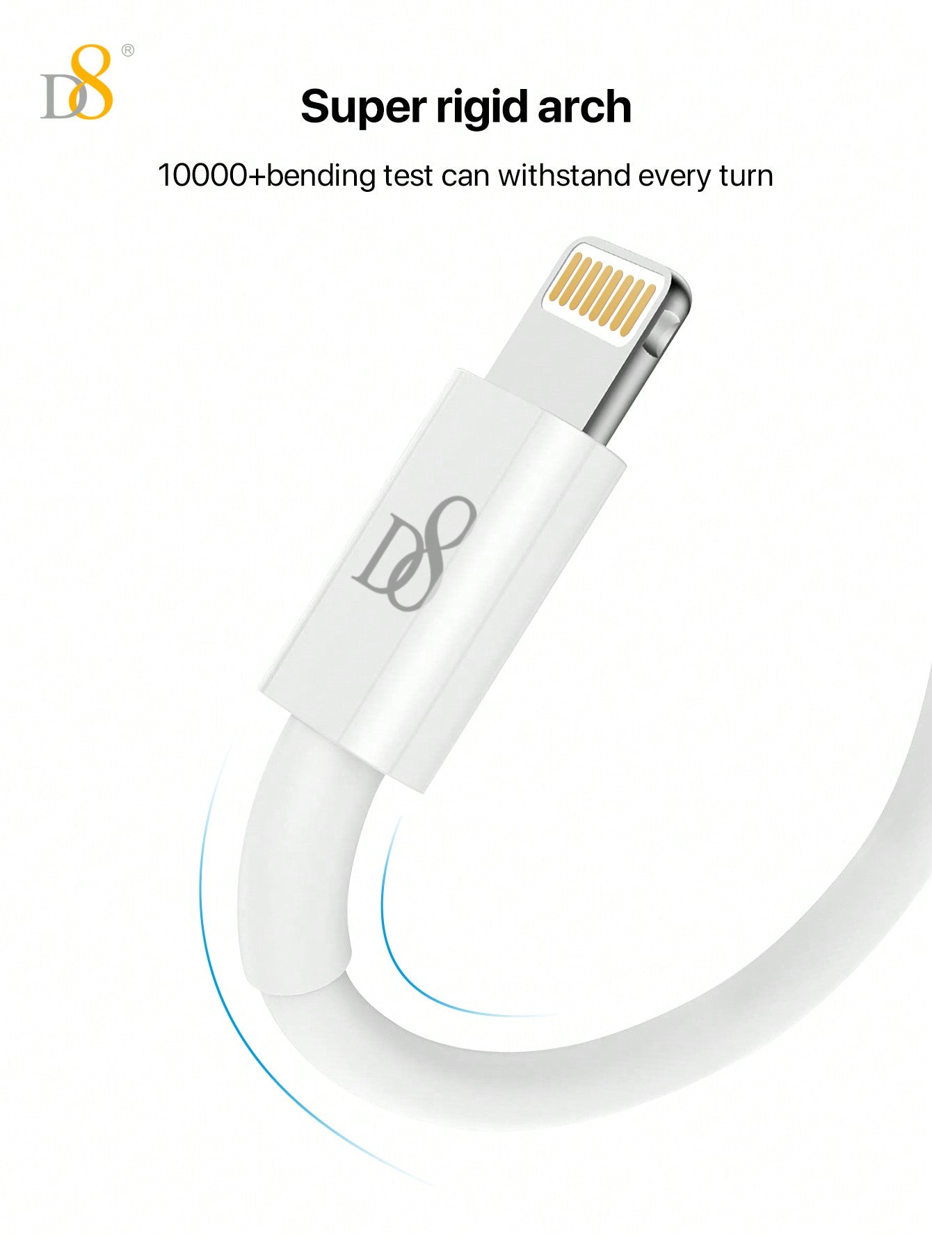 D8 1.5M MFi 인증 USB A to 라이트닝 충전 케이블 2.4A 고속 충전 | iPhone & iPad 완벽 호환 | 내구성 우수 TPE 소재