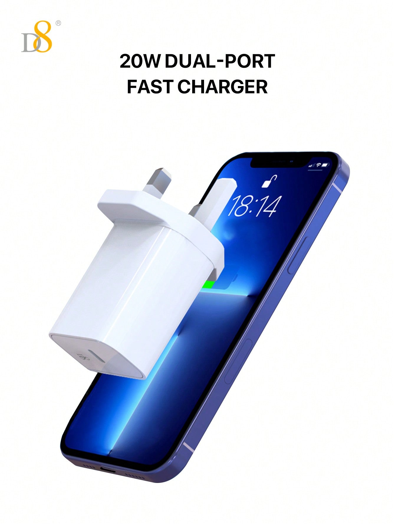 D8 20W USB-C 고속 충전기 (화이트)