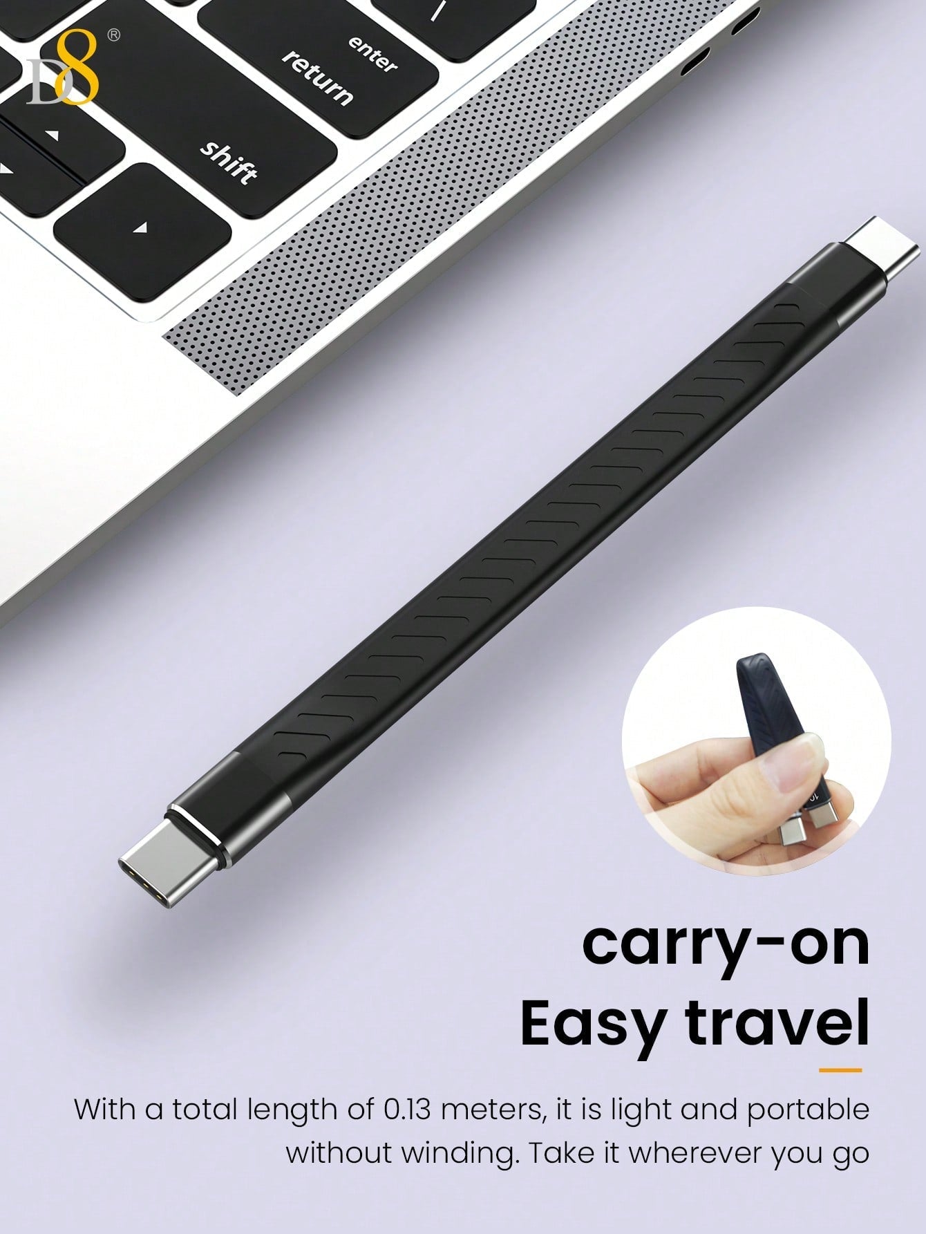 D8 USB-C 3.1 Gen 2 케이블 10Gbps 고속 데이터 | 4K 영상 출력 | 60W PD 고속 충전 MacBook, iPhone 16, iPad Pro 완벽 호환