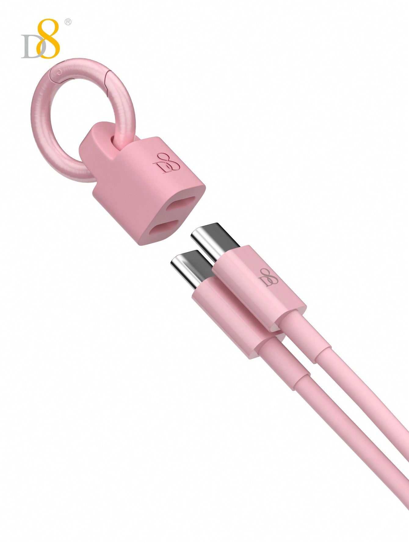 D8 USB-C 키체인 케이블 (0.83FT / 25cm) 초소형 60W 고속 충전 & 데이터 전송 케이블 아이폰 16 / 갤럭시 S23 등 USB-C 전기기기 완벽 호환