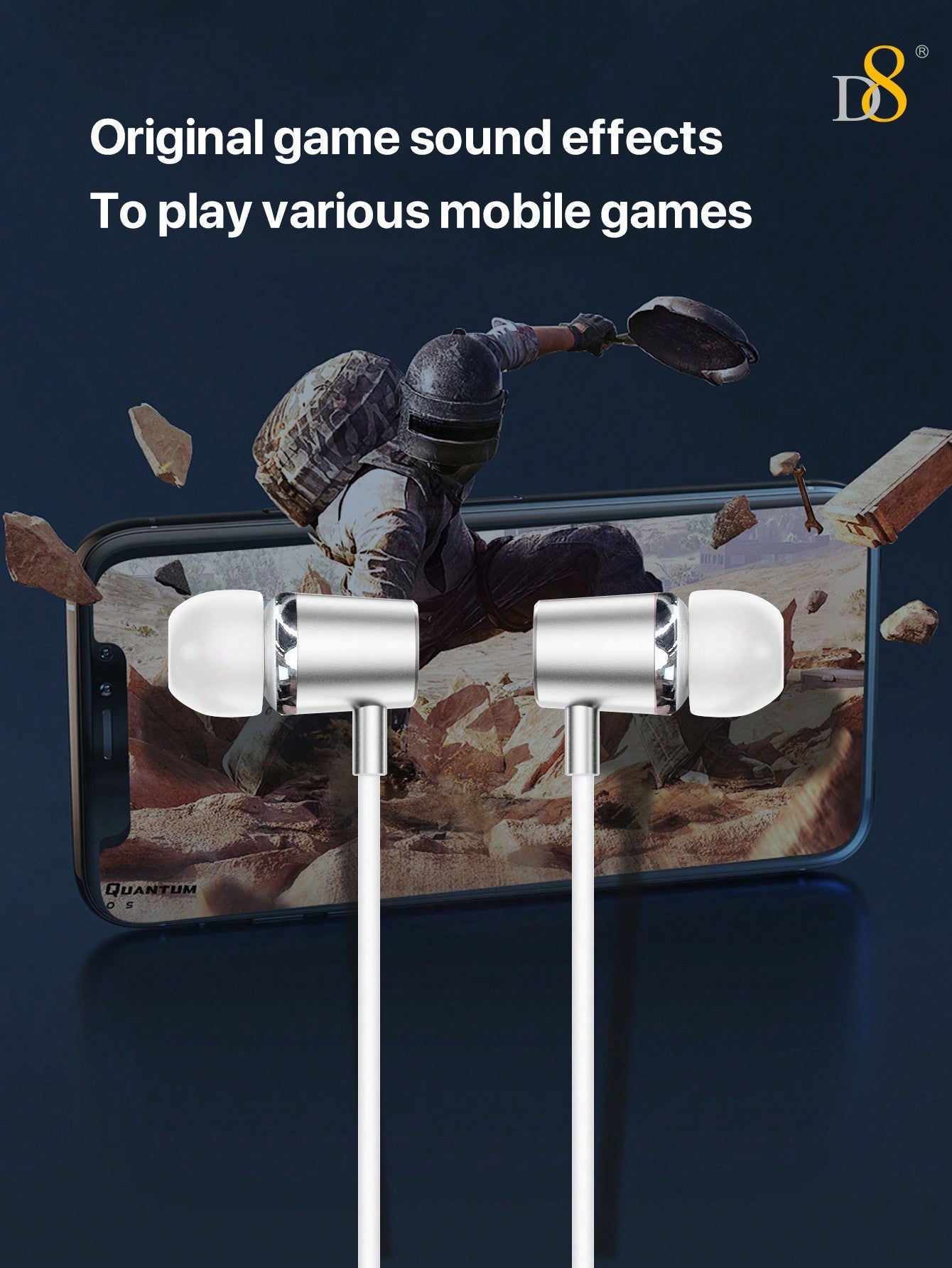 D8 USB-C 인이어 이어폰 마이크 & 볼륨 조절 탑재 | iPhone 16 Pro, Galaxy, iPad 호환 | 고음질 스테레오 사운드