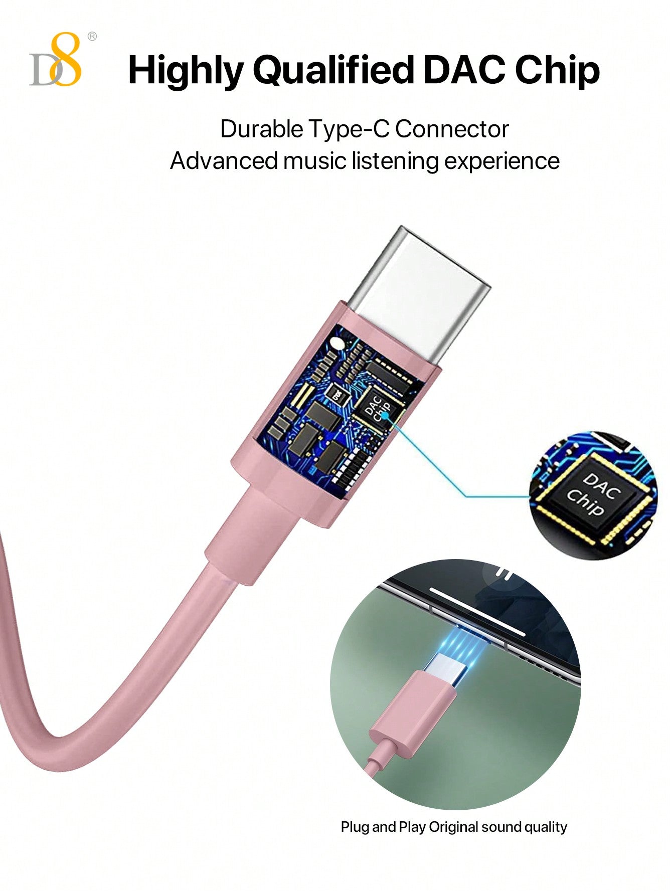D8 USB-C 유선 이어폰 2개 세트 마이크 & 볼륨 조절 / iPhone 16 Pro·iPad·갤럭시 전용