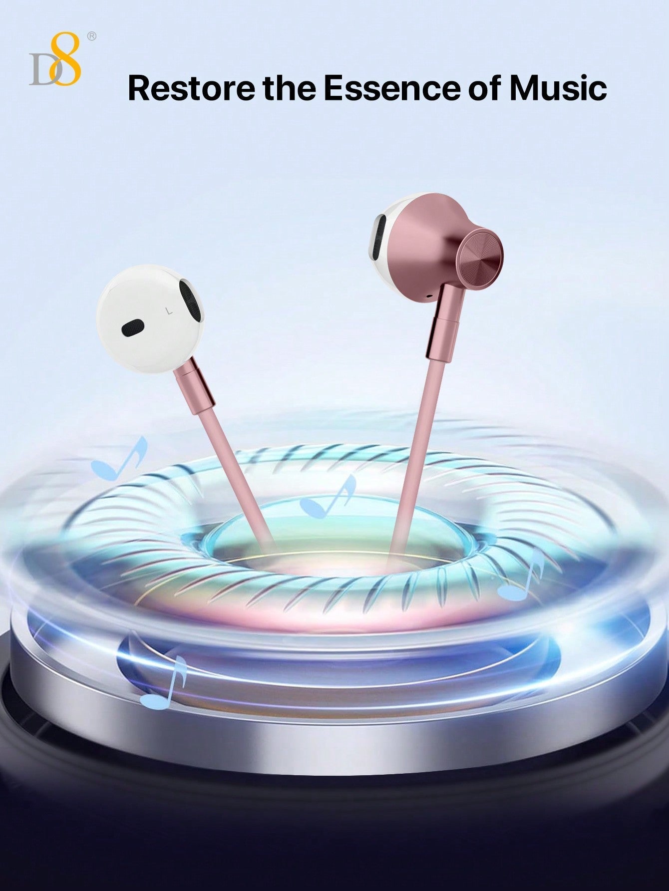 D8 USB-C 유선 이어폰 2개 세트 마이크 & 볼륨 조절 / iPhone 16 Pro·iPad·갤럭시 전용
