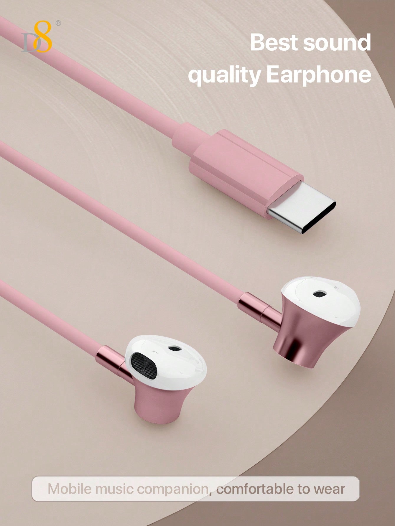 D8 USB-C 유선 이어폰 2개 세트 마이크 & 볼륨 조절 / iPhone 16 Pro·iPad·갤럭시 전용