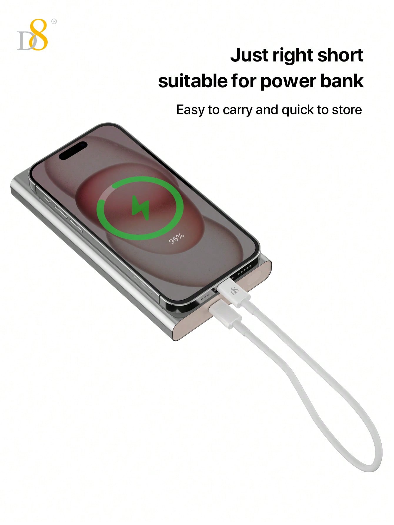D8 USB-C to USB-C 초고속 충전 케이블 (0.83ft, 60W/3A)