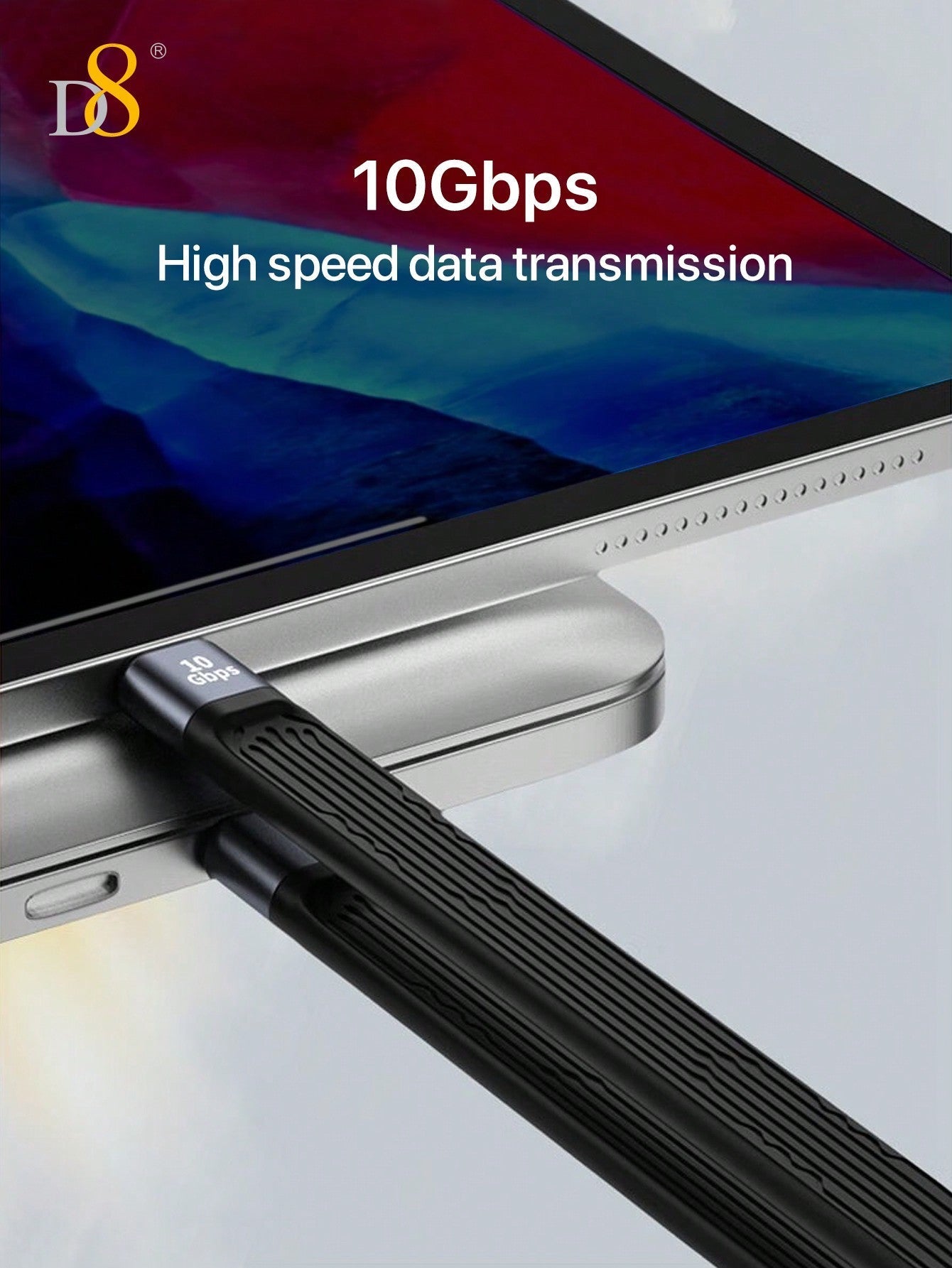 D8 USB C 3.1 Gen 2 케이블 (13CM) 60W PD 초고속 충전 + 10Gbps 데이터 전송 + 4K 영상 출력 아이폰 16/15 시리즈 | 맥북 | 갤럭시 S23 | 아이패드 | 크롬북 호환