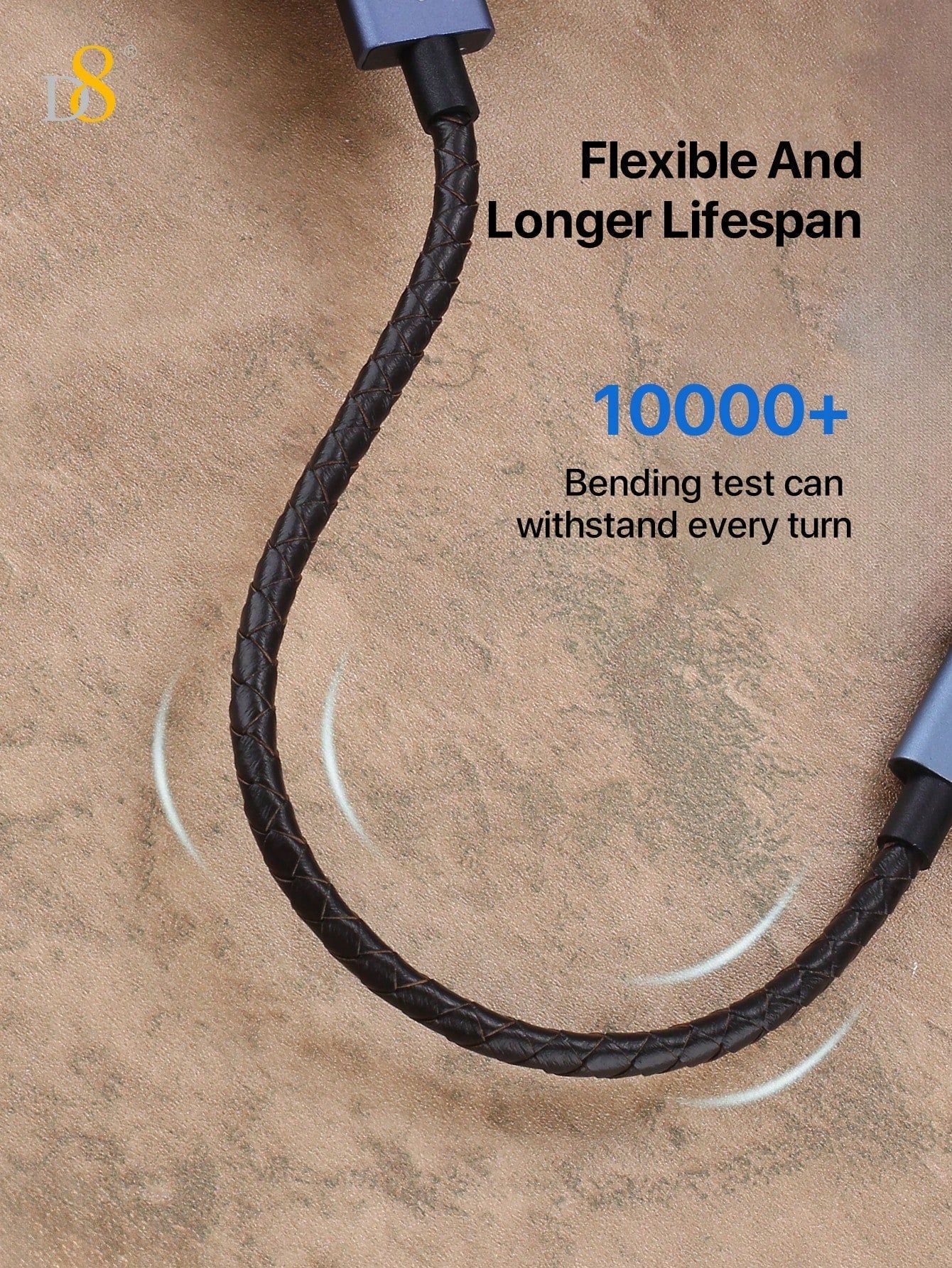 D8 프리미엄 천연 가죽 USB-C 고속 충전 케이블 (0.2m / 60W) 스타일과 속도 모두를 갖춘 초슬림 타입 | USB-A to USB-C | iPhone·Galaxy·Moto 호환