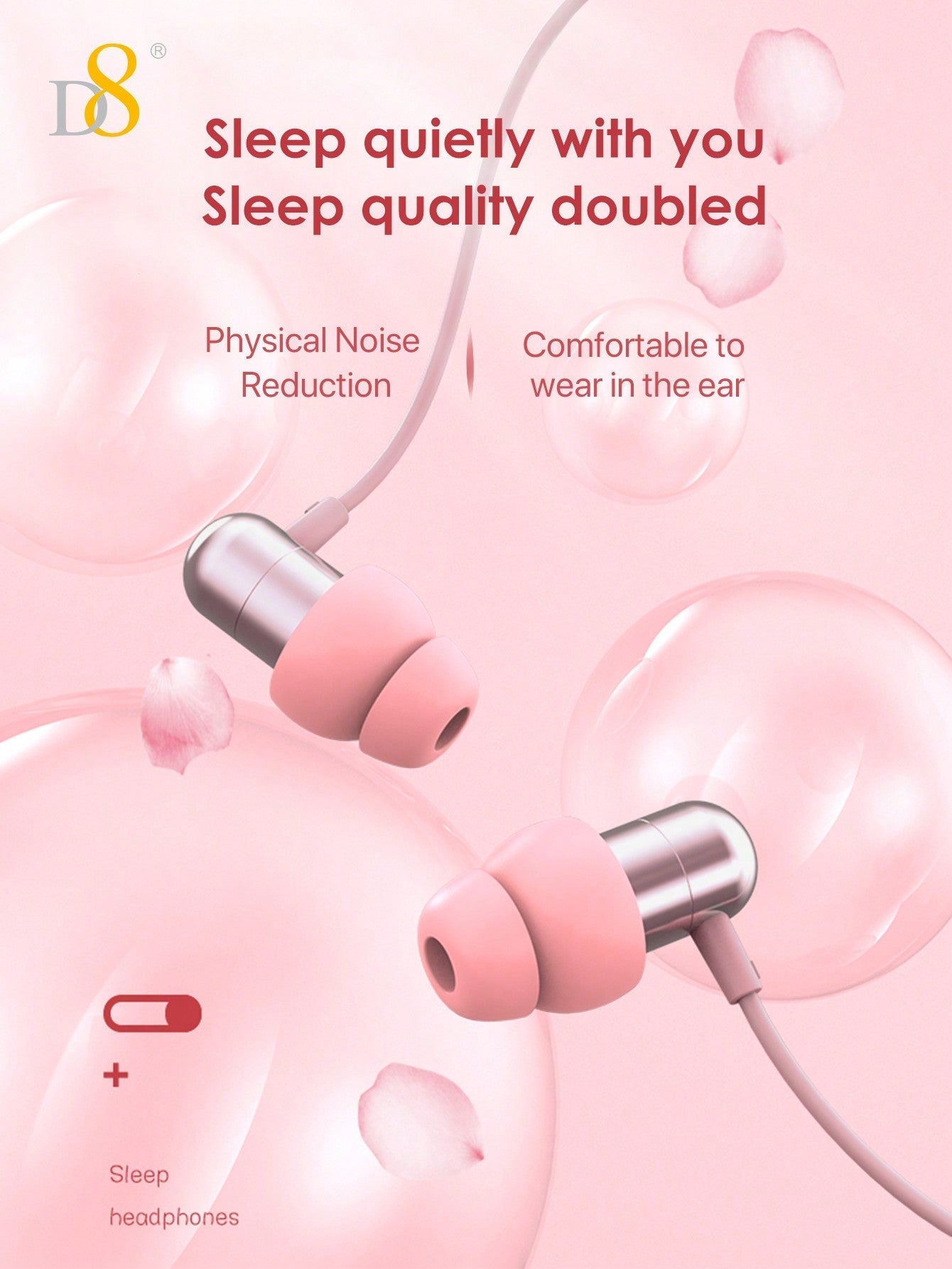D8 USB-C 수면 이어폰 고음질 중저음 | 노이즈 차단 | 수면 · 힐링 · 통화 전용