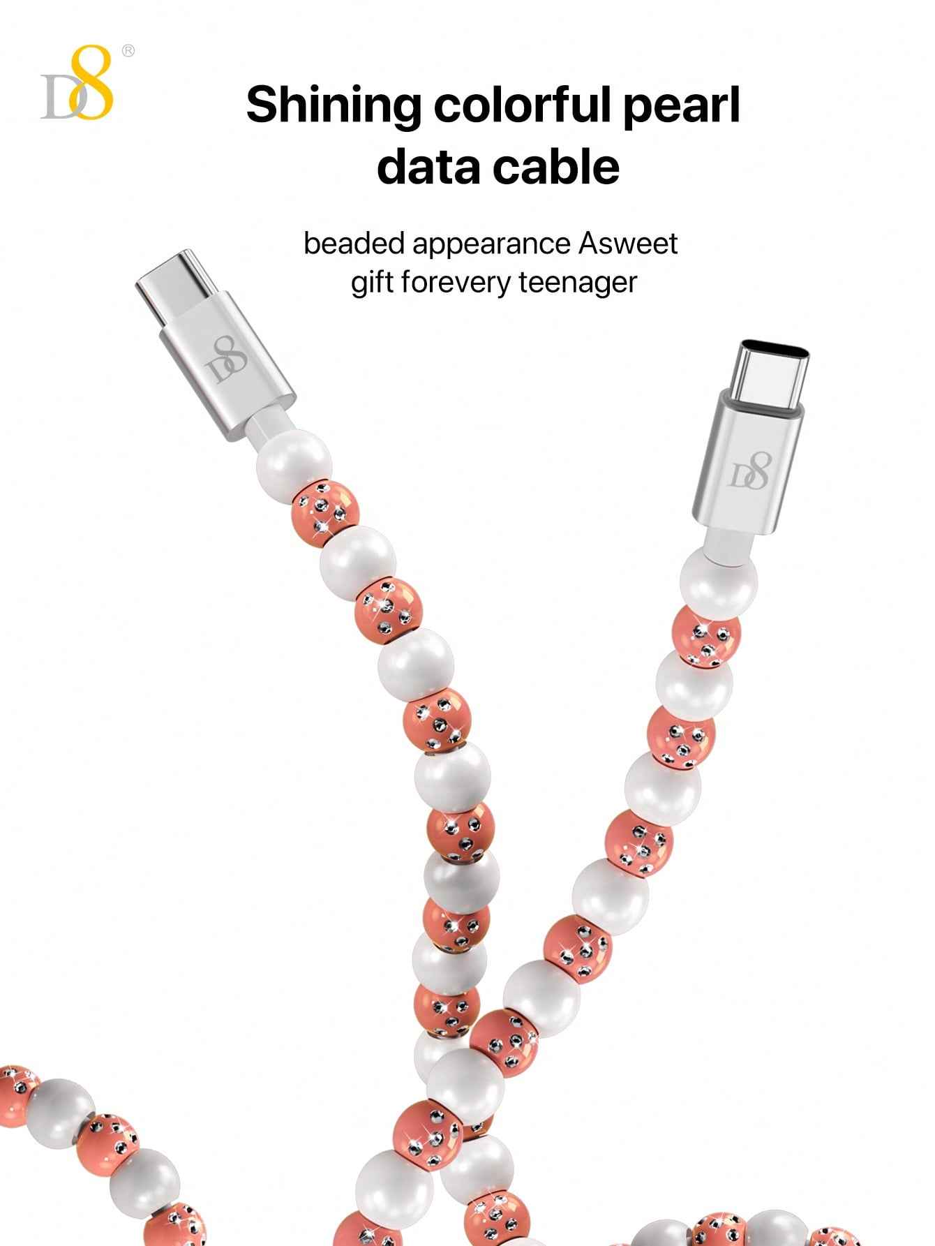 D8 USB-C to C 고속 충전 케이블 (PD 60W, 3.3ft) 아이폰 15 / 갤럭시 S22 / 아이패드 프로 / 맥북 대응 | 내구성 강화 브레이드 케이블