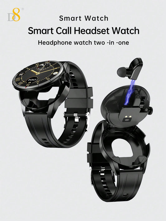 D8 2-in-1 스마트워치 + 무선 이어버드 피트니스 트래커 + TWS 오디오를 하나로! 100+ 스포츠 모드 · 건강 모니터링 · 무선 통화 & 음악 · iOS/Android 호환