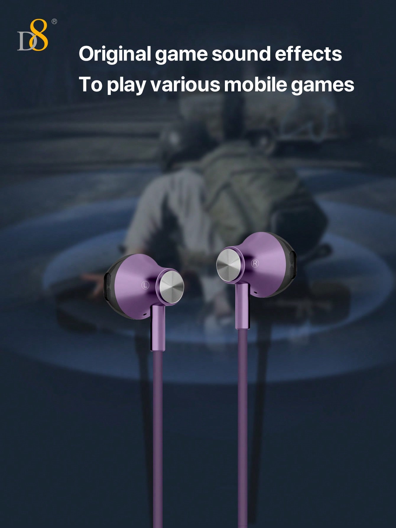 D8 USB-C 인이어 이어폰 – 마이크 & 볼륨 조절 탑재 / iPhone, Galaxy, iPad 호환 유선 이어폰