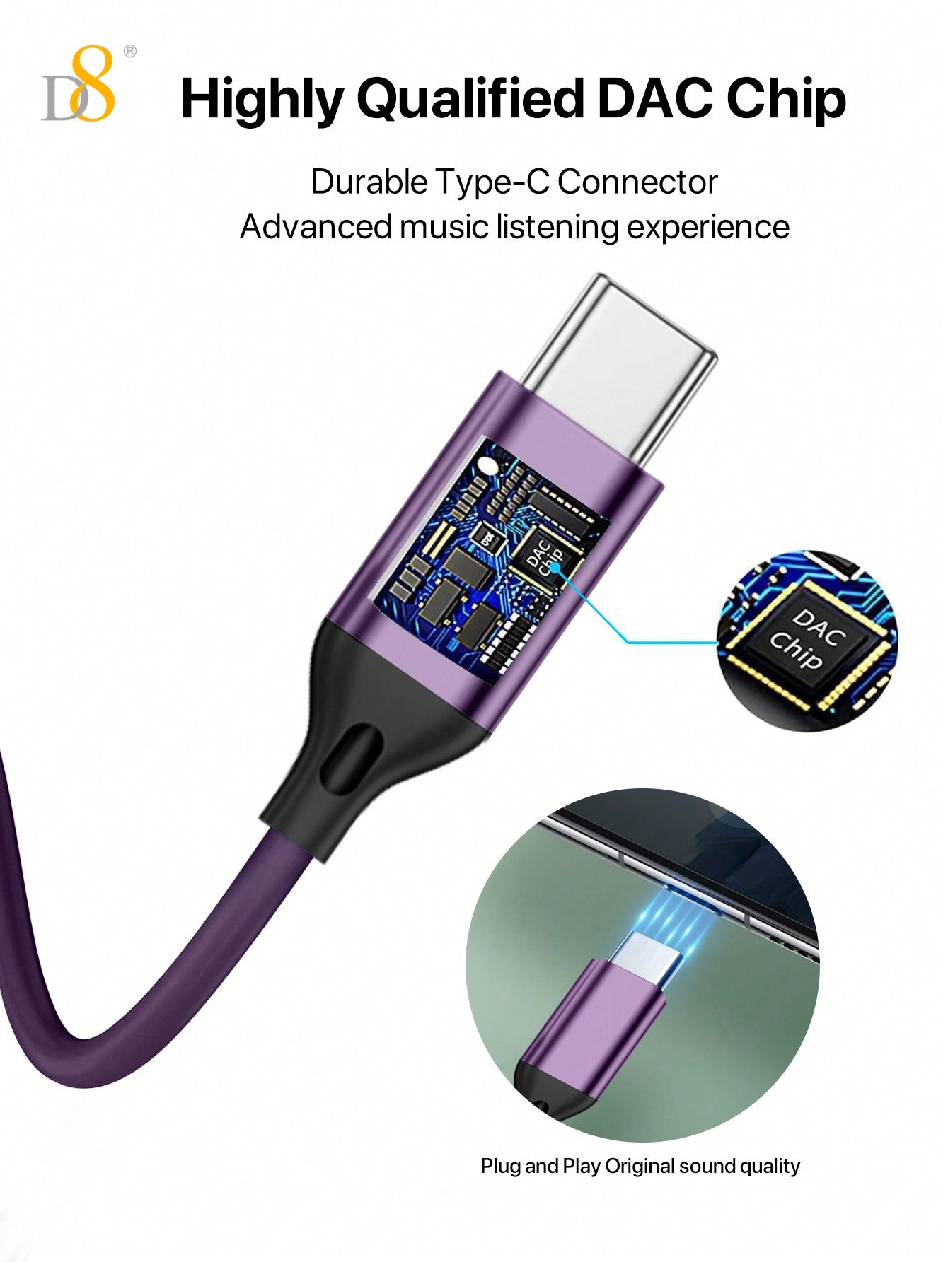 D8 USB-C 인이어 이어폰 – 마이크 & 볼륨 조절 탑재 / iPhone, Galaxy, iPad 호환 유선 이어폰