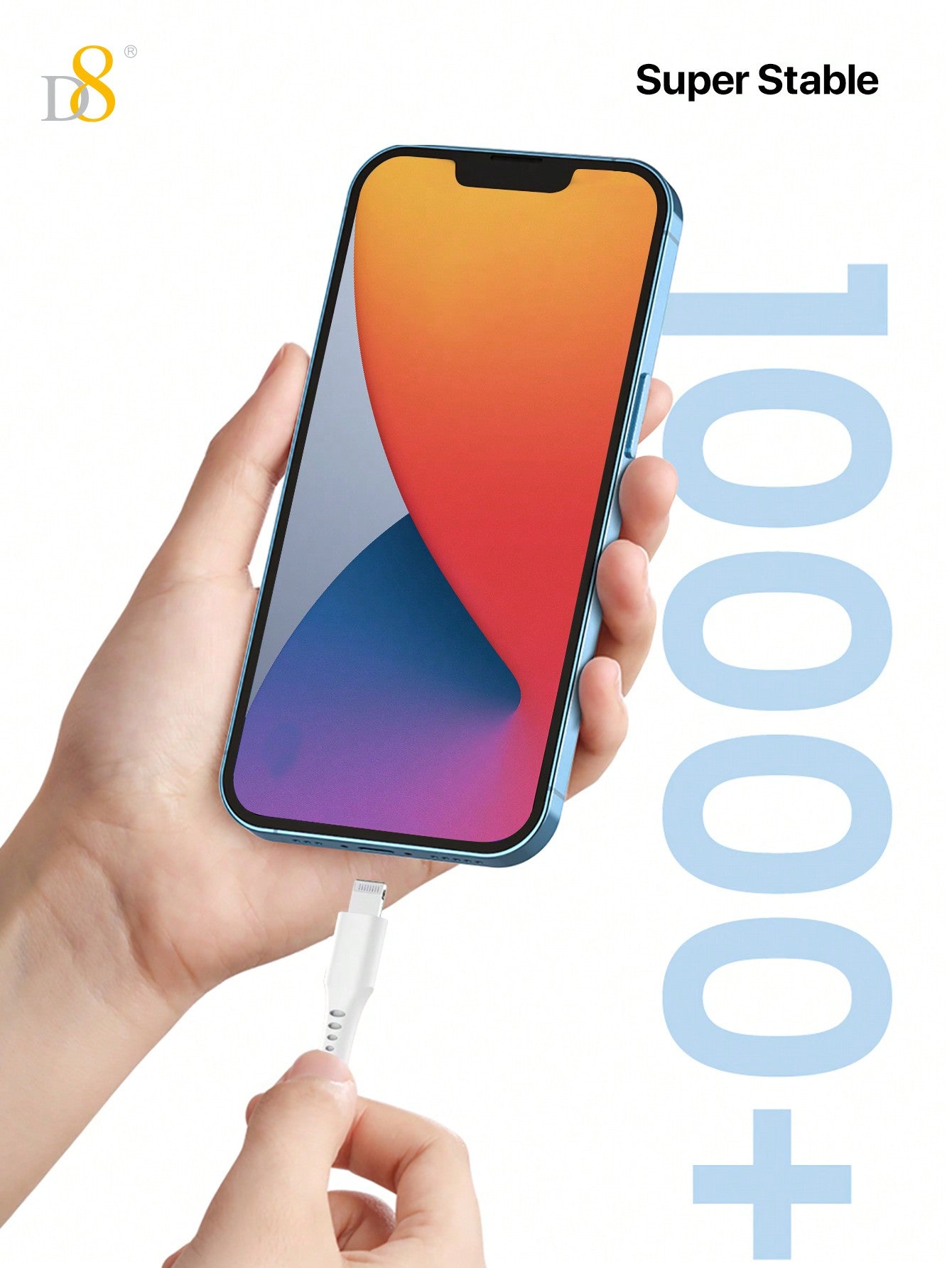 D8 USB-C to Lightning 충전 케이블 (1.2M) MFi 공식 인증 | 2.4A 고속 충전 | 실리카겔 내구 설계 | iPhone & iPad 전용