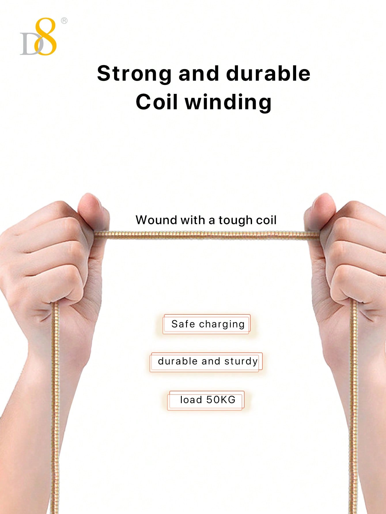D8 MFi 인증 아이폰 충전 케이블 (USB-A to Lightning, 1M) 빠르고 안전한 2.4A 고속충전 | MFi 공식 인증 | 뛰어난 내구성