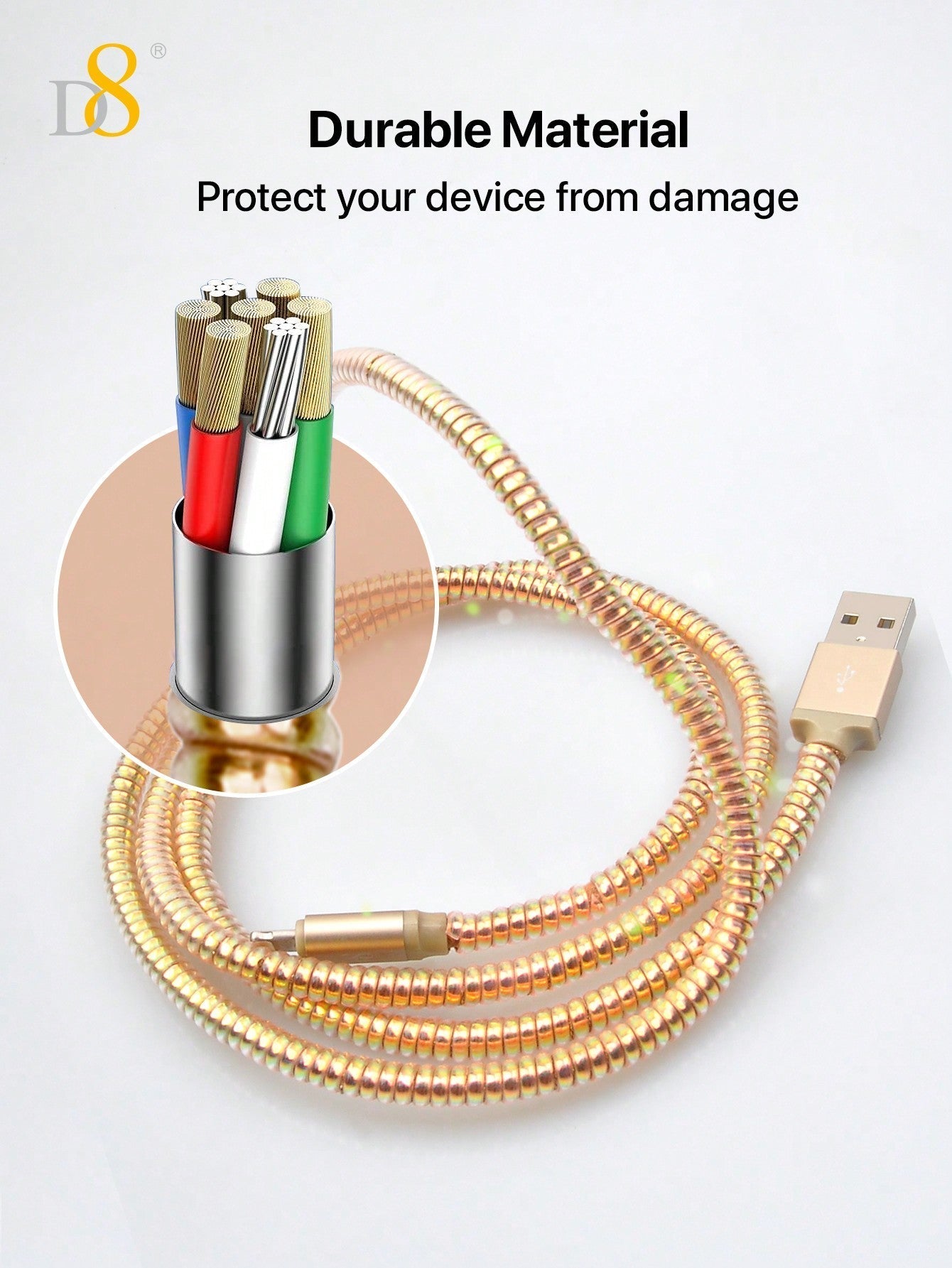 D8 MFi 인증 아이폰 충전 케이블 (USB-A to Lightning, 1M) 빠르고 안전한 2.4A 고속충전 | MFi 공식 인증 | 뛰어난 내구성
