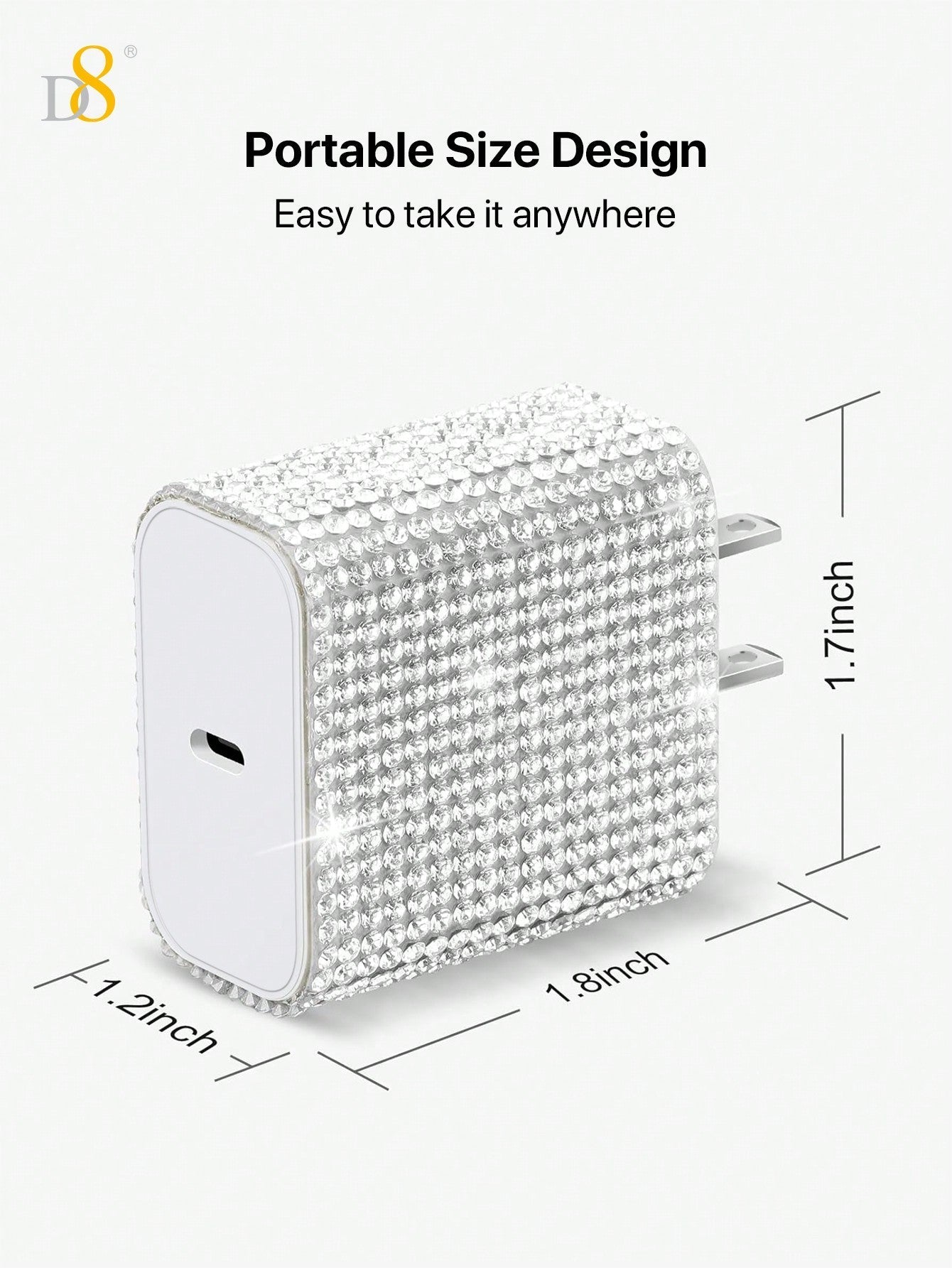 D8 크리스탈 장식 USB-C 초고속 충전기 (20W PD)