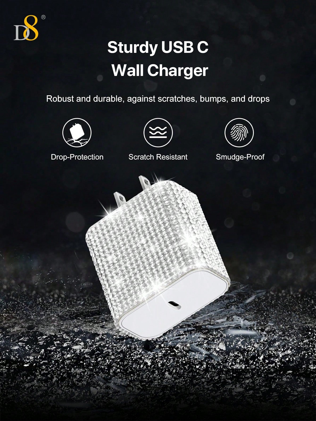 D8 크리스탈 장식 USB-C 초고속 충전기 (20W PD)