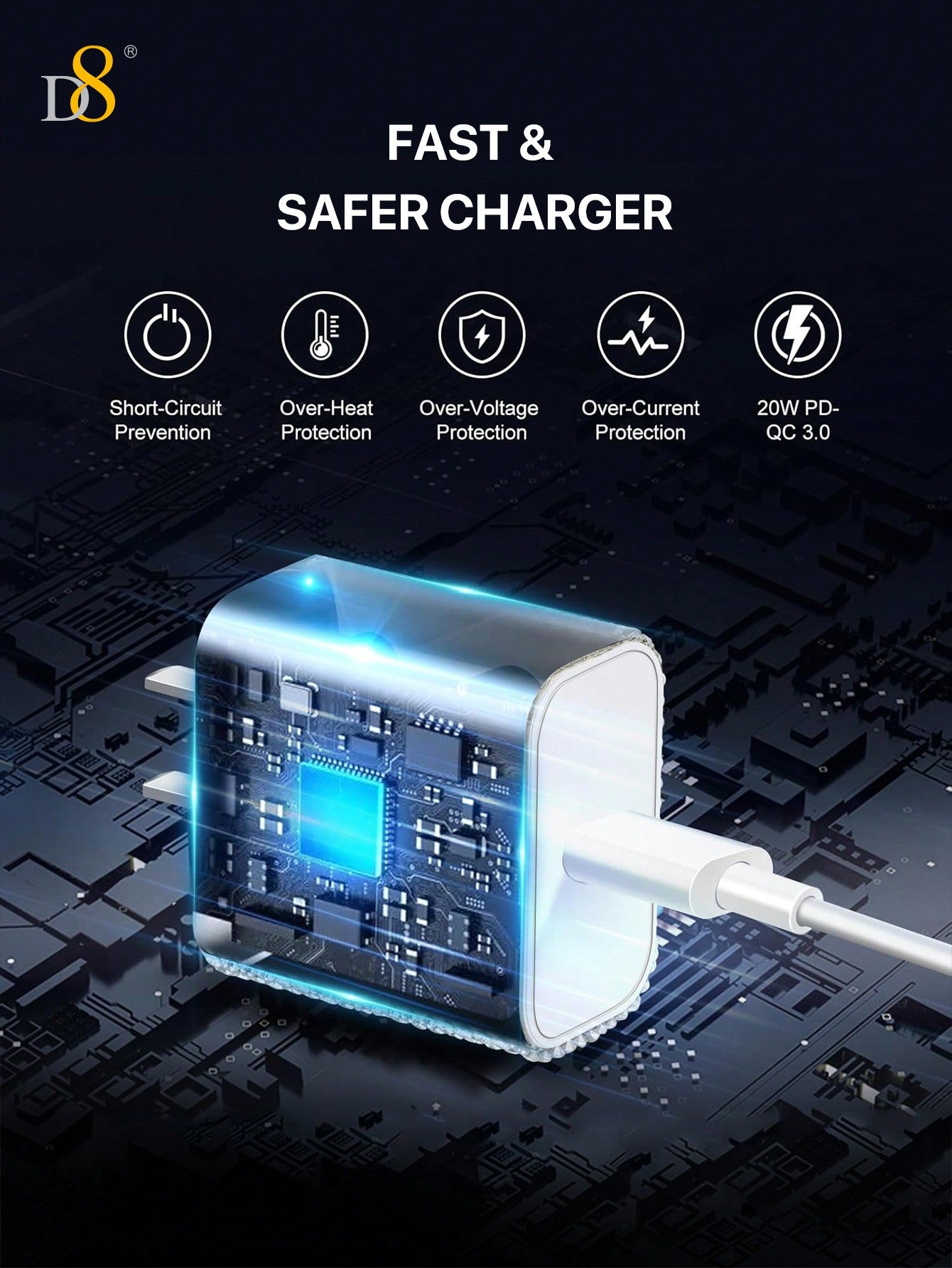 D8 크리스탈 장식 USB-C 초고속 충전기 (20W PD)