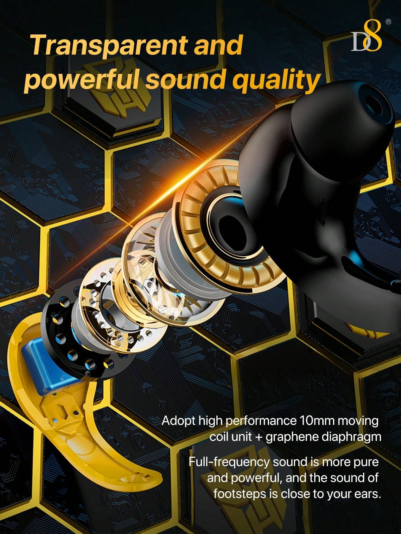 D8 게이밍 헤드셋 Hi-Fi 고음질 사운드 | LED 마이크 | 24시간 연속 재생 | 게임·운동·멀티미디어 전용