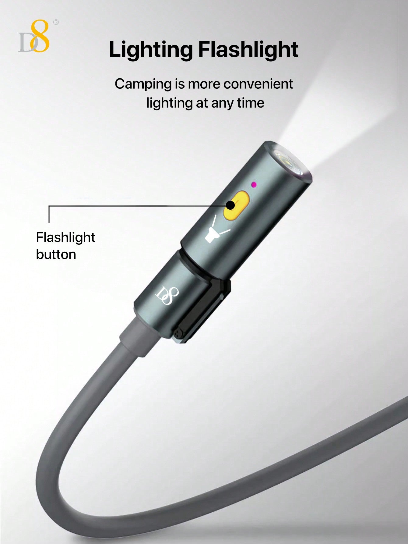 D8 240W 3-in-1 고속 충전 케이블 USB-C | 라이트닝 | 마이크로 5핀 | LED 무드등 내장 | 노트북/스마트폰 동시 지원