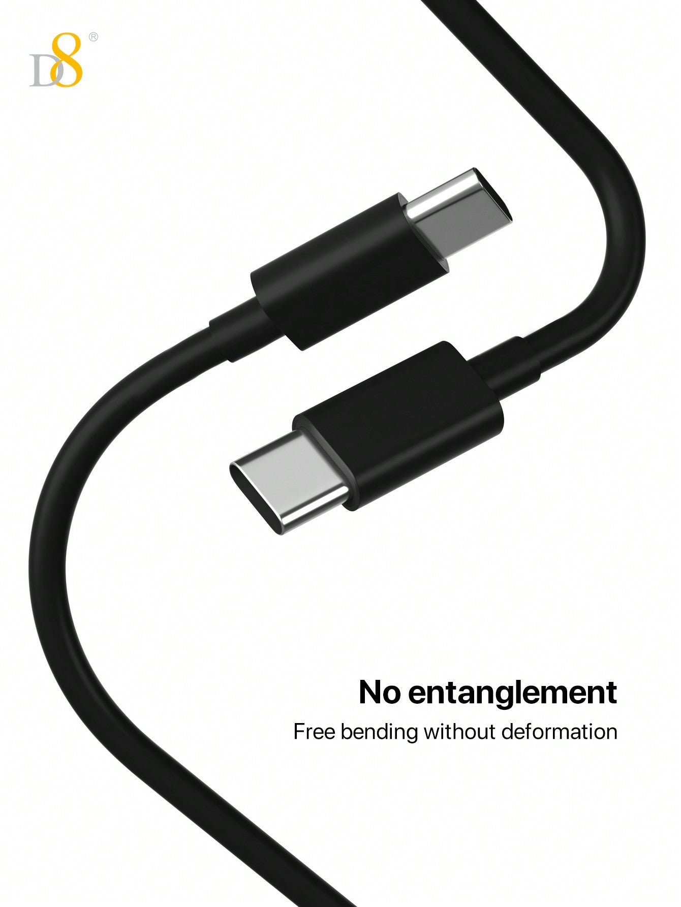 D8 USB-C to USB-C 고속 충전 케이블 (2개입 세트) 60W PD 고속 충전 | 1m 길이(3.3ft) | 나일론 직조 케이블 | 아이폰 16 / 갤럭시 / 아이패드 호환