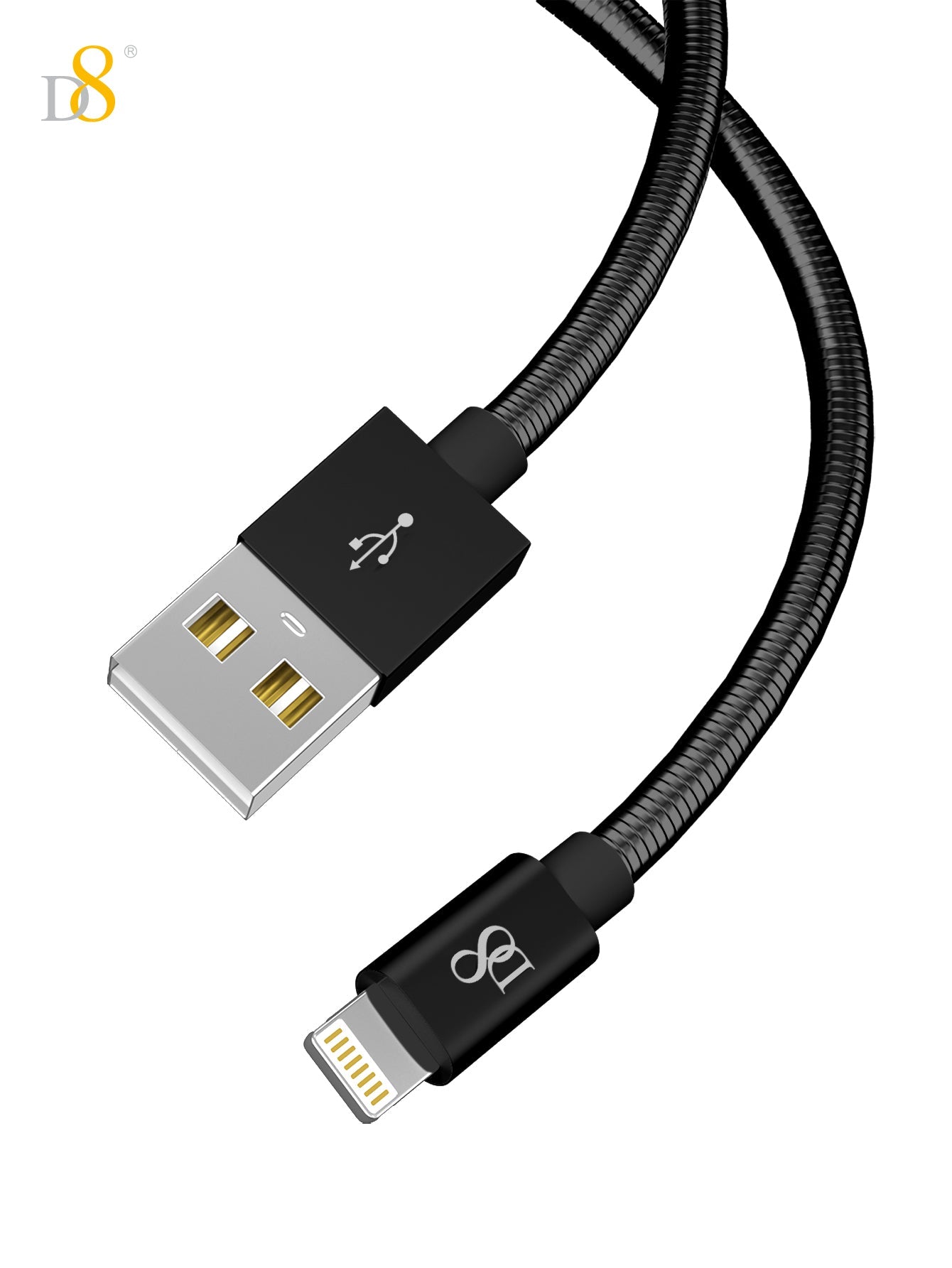 Dynamic8 MFi 인증 스테인리스 라이트닝 to USB 충전 케이블