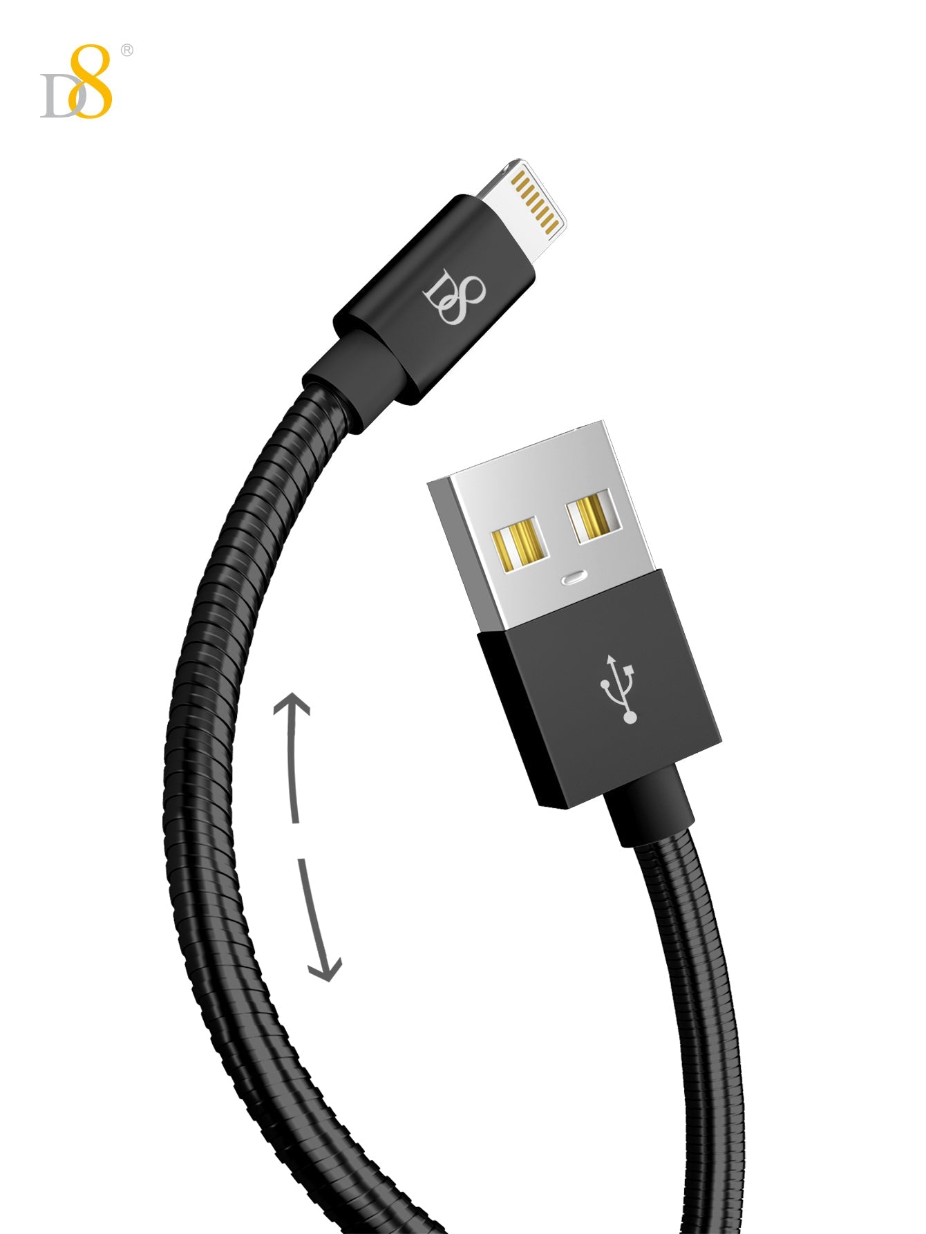Dynamic8 MFi 인증 스테인리스 라이트닝 to USB 충전 케이블