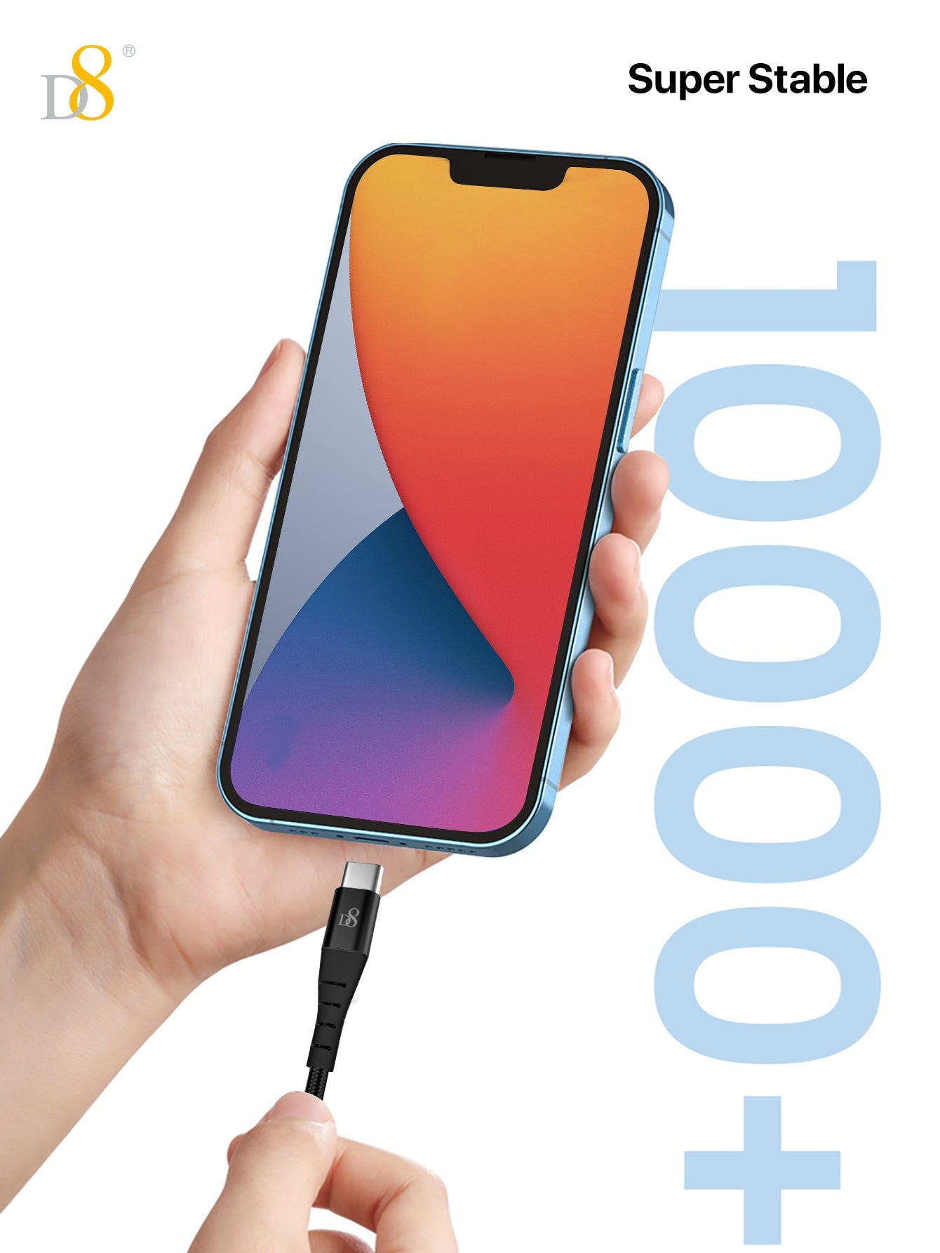 Dynamic8 나일론 브레이디드 USB-C to USB 케이블 고속 충전 | 데이터 동기화 | 내구성 강화 디자인