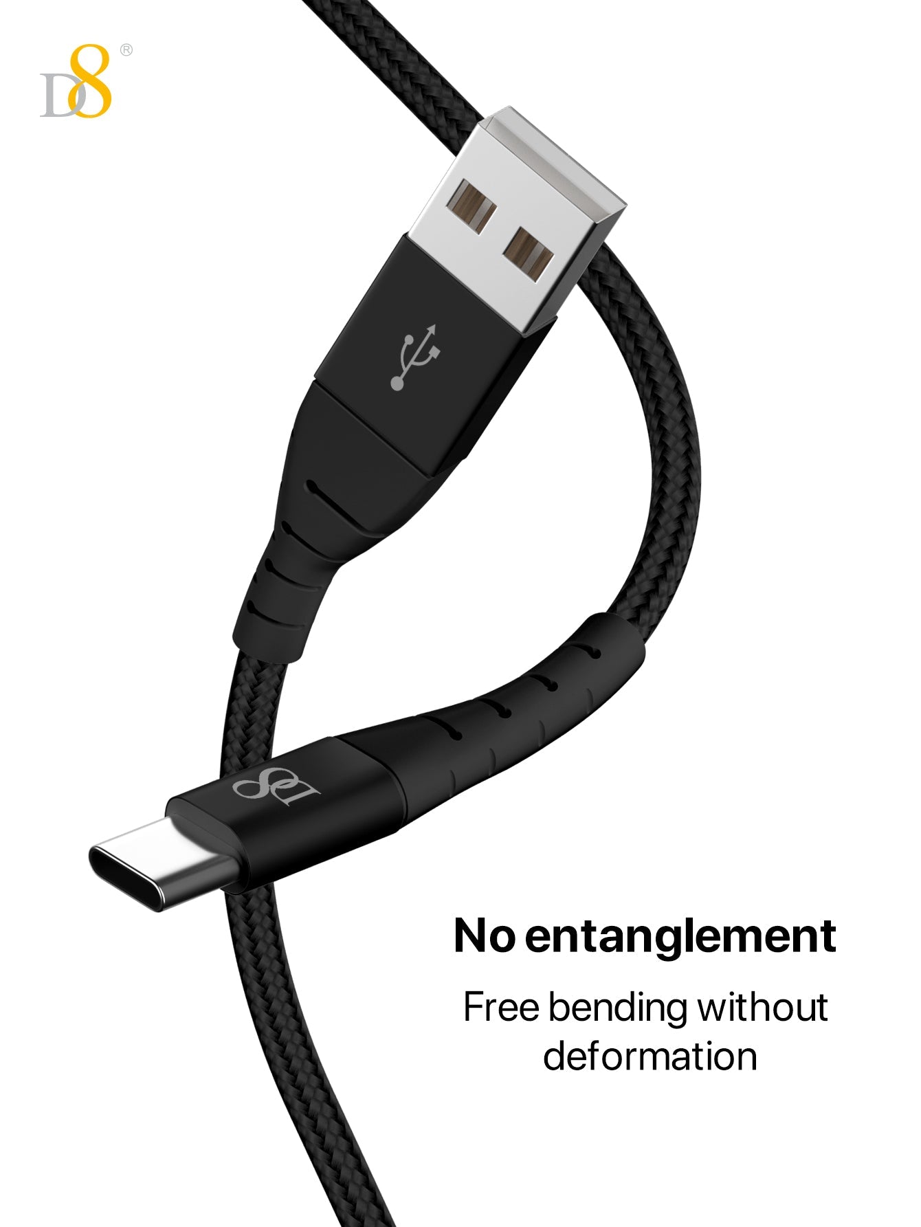 Dynamic8 나일론 브레이디드 USB-C to USB 케이블 고속 충전 | 데이터 동기화 | 내구성 강화 디자인