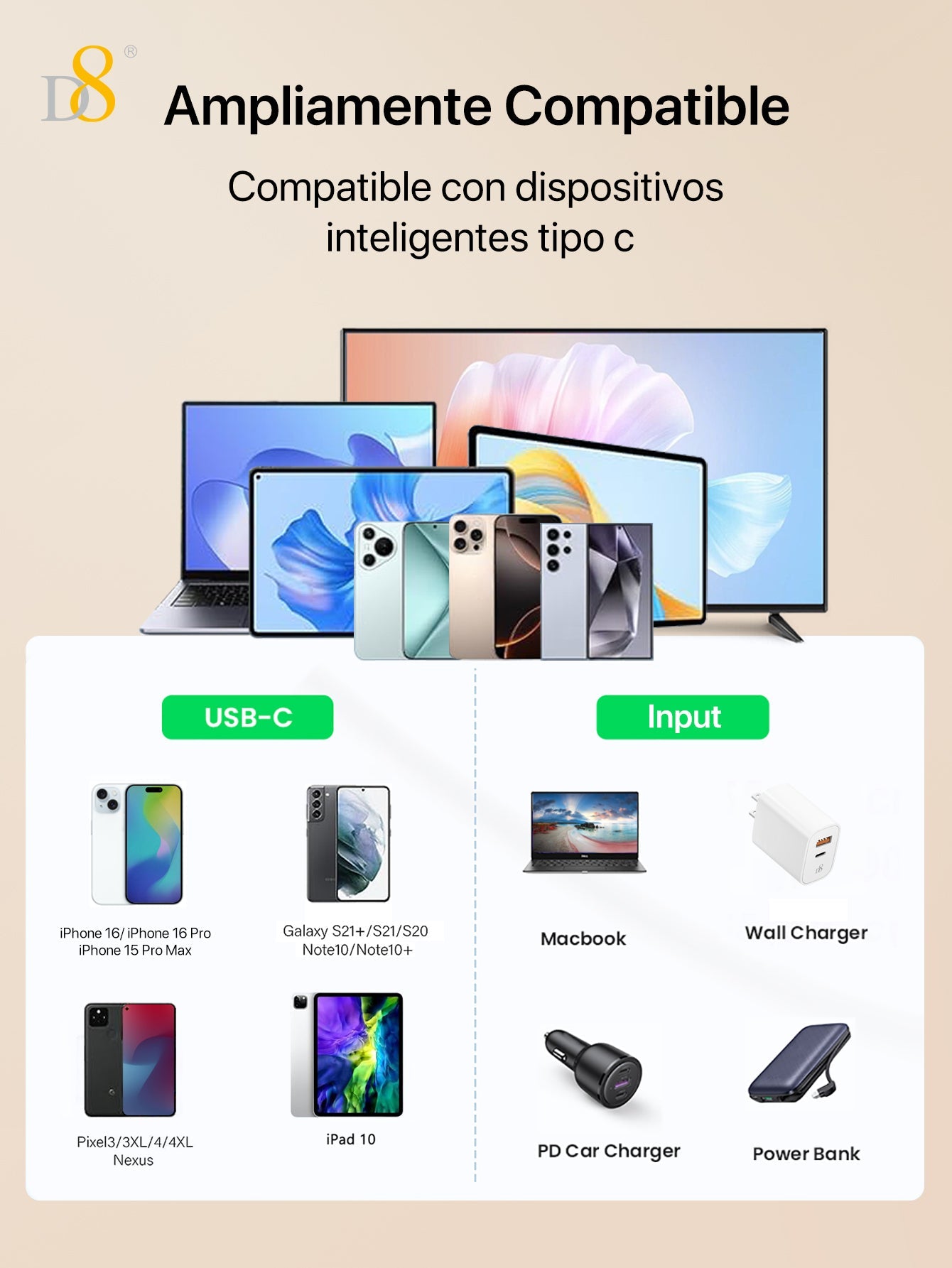 D8 USB4 Type-C 플랫 케이블 (240W/8K/40Gbps/13cm) 240W 고속 충전 | 8K@60Hz 영상 출력 | 40Gbps 초고속 데이터 | 초소형 13cm FPC 플랫 케이블