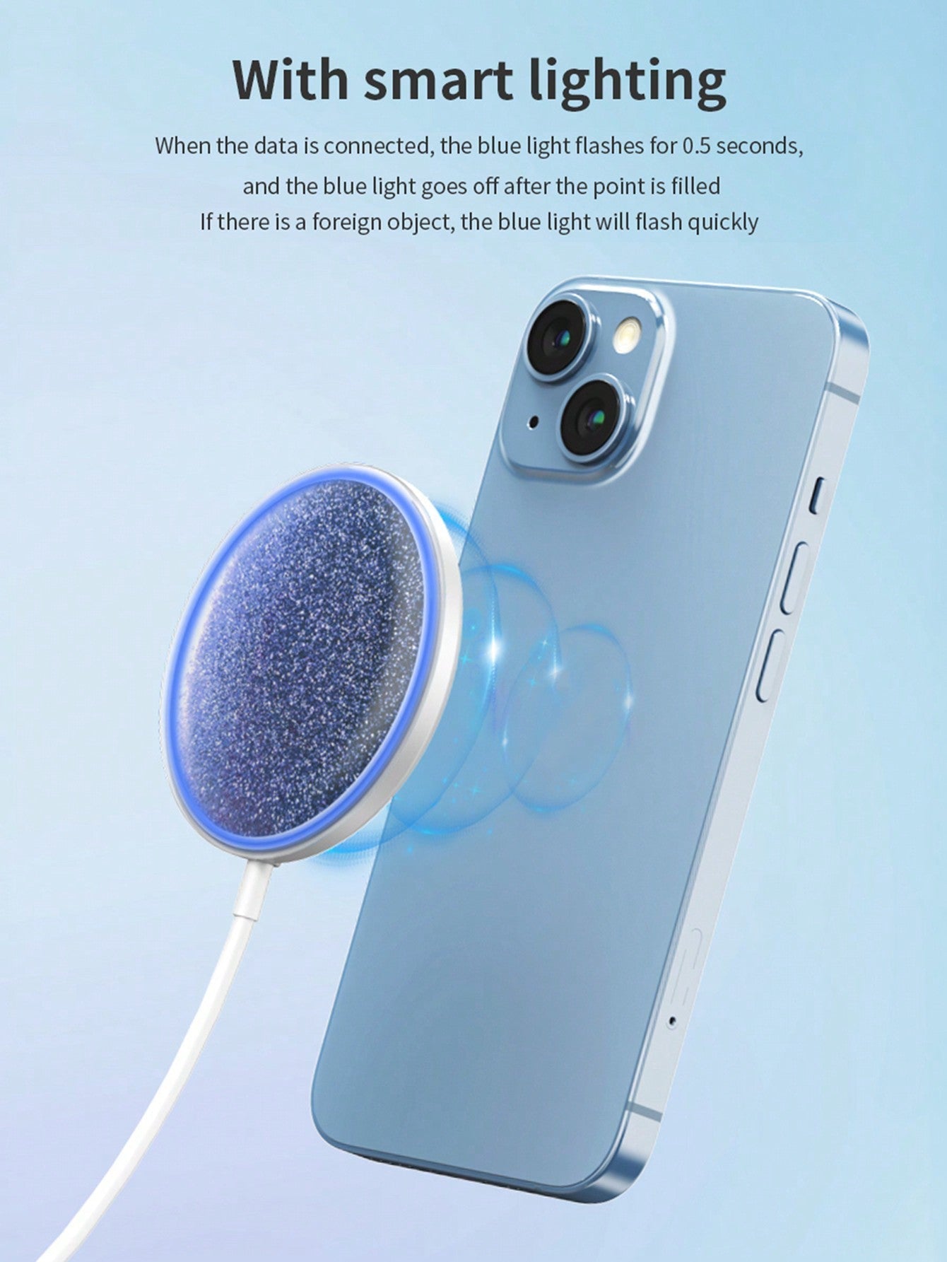 D8 15W 마그네틱 무선 충전기 iPhone 15/14/13/12 시리즈 전용 | 강력 자석 고정 | 고속 무선 충전 | C타입 케이블 포함