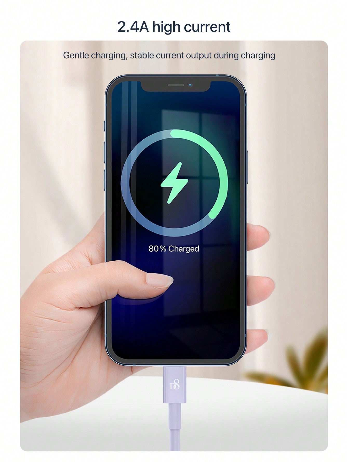 D8 MFi 인증 라이트닝 고속 충전 케이블 2.4A 고속충전 | 4가지 길이 옵션 | iPhone & iPad 완벽 호환