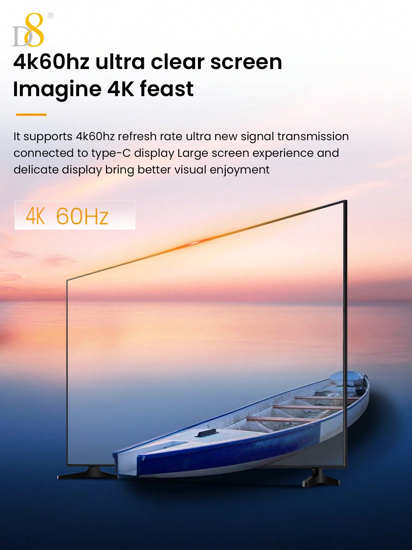 D8 USB-C 3.1 Gen 2 케이블 10Gbps 고속 데이터 | 4K 영상 출력 | 60W PD 고속 충전 MacBook, iPhone 16, iPad Pro 완벽 호환