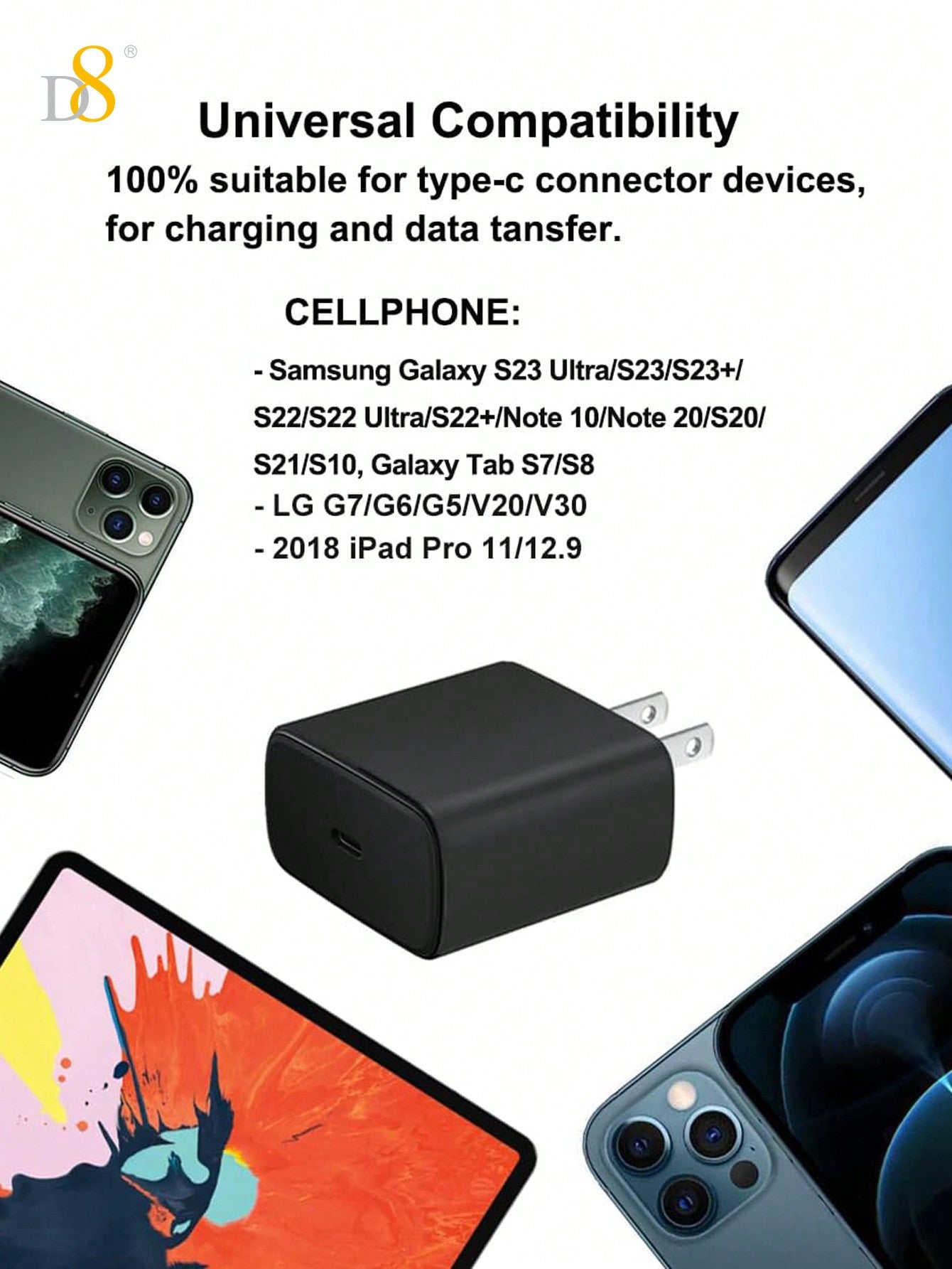 D8 45W USB-C 초고속 충전기 iPhone 16 Pro Max / Galaxy S24 Ultra / Pixel / 태블릿까지 고속 지원!