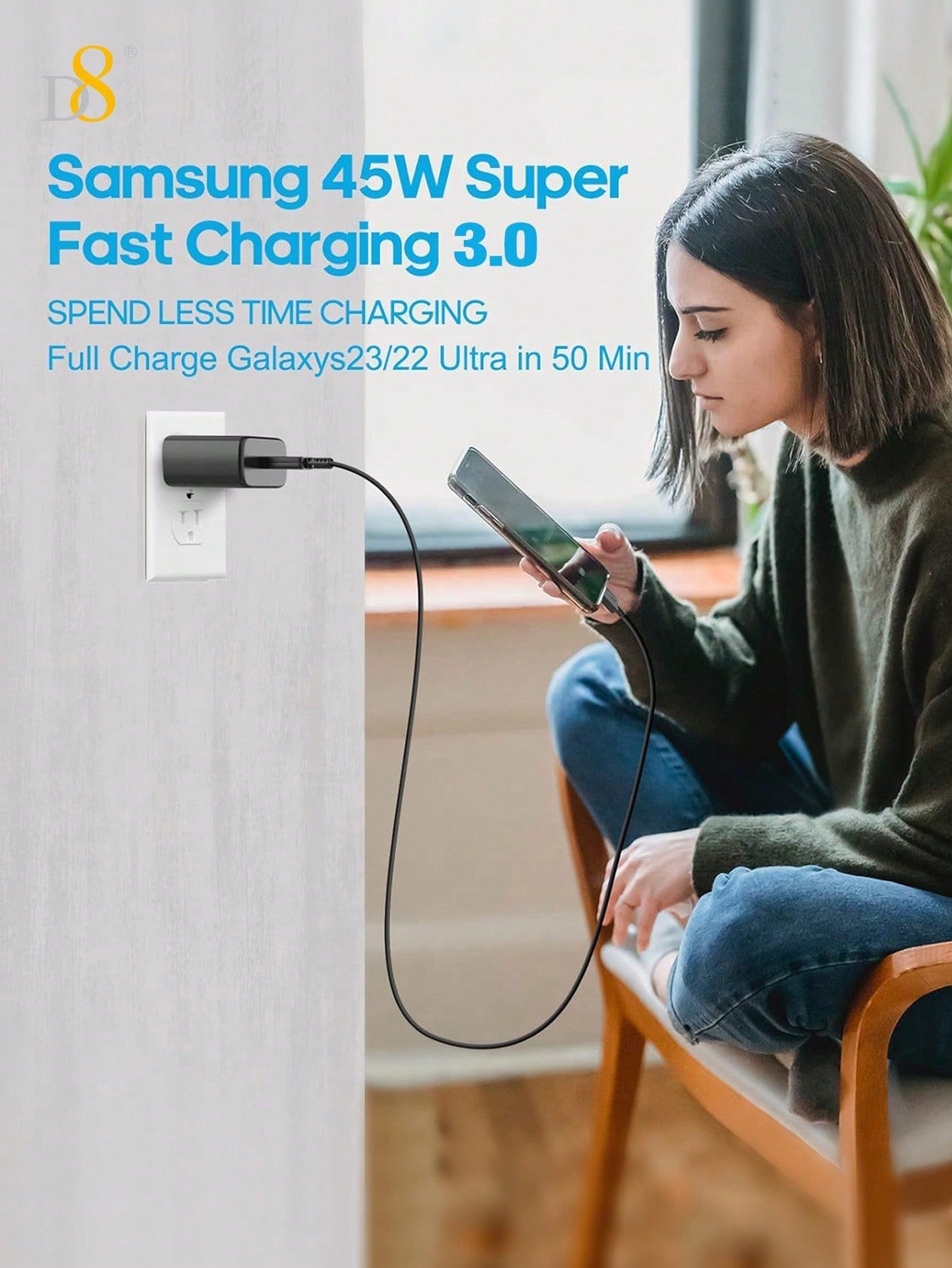 D8 45W USB-C 초고속 충전기 iPhone 16 Pro Max / Galaxy S24 Ultra / Pixel / 태블릿까지 고속 지원!