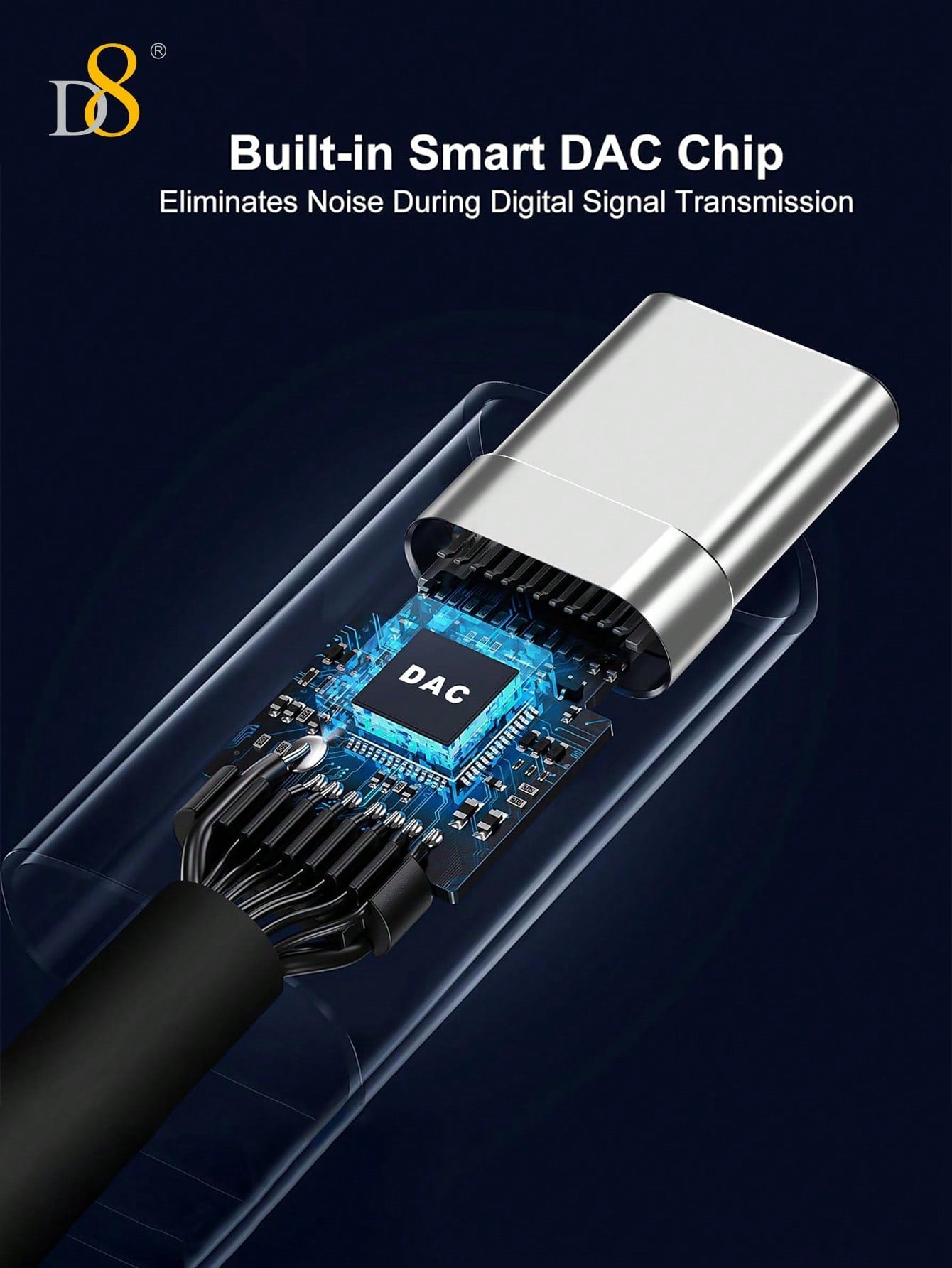 D8 USB-C to 3.5mm 오디오 어댑터 아이폰 16 / 갤럭시 S24 / 픽셀 8 / 아이패드 등 USB-C 기기 호환 | 고음질 스테레오 사운드 | 플러그 앤 플레이