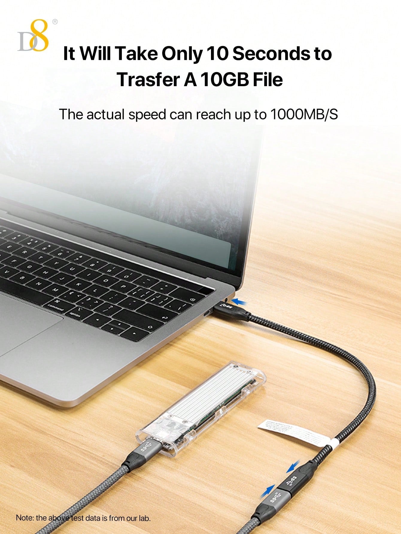 D8 USB 3.1 Type-C 연장 케이블 (수-암) 10Gbps 초고속 전송 | 4K UHD 지원 | iPhone 16 & iPad Pro 호환 | 내구성 강화 | 범용 확장 케이블