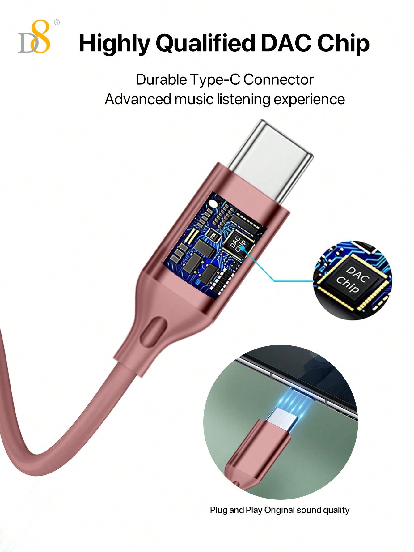 D8 USB-C 인이어 이어폰 iPhone 16 / iPad / Galaxy 시리즈 호환 | Hi-Fi 사운드 | 마이크 & 볼륨 컨트롤 탑재