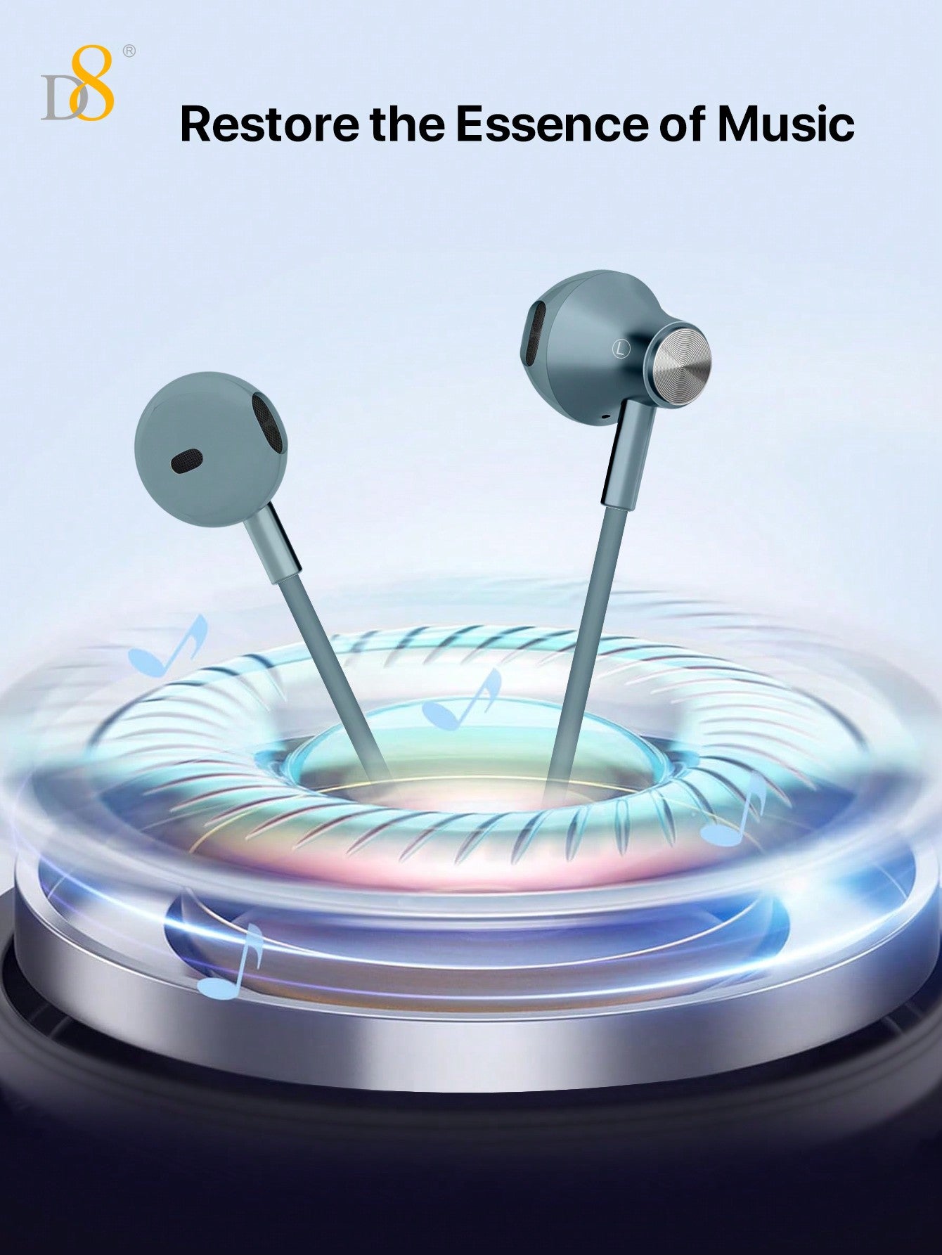 D8 USB-C 인이어 이어폰 HiFi 스테레오 사운드 & 핸즈프리 통화 아이폰 16, 갤럭시 S23, 아이패드 완벽 호환!