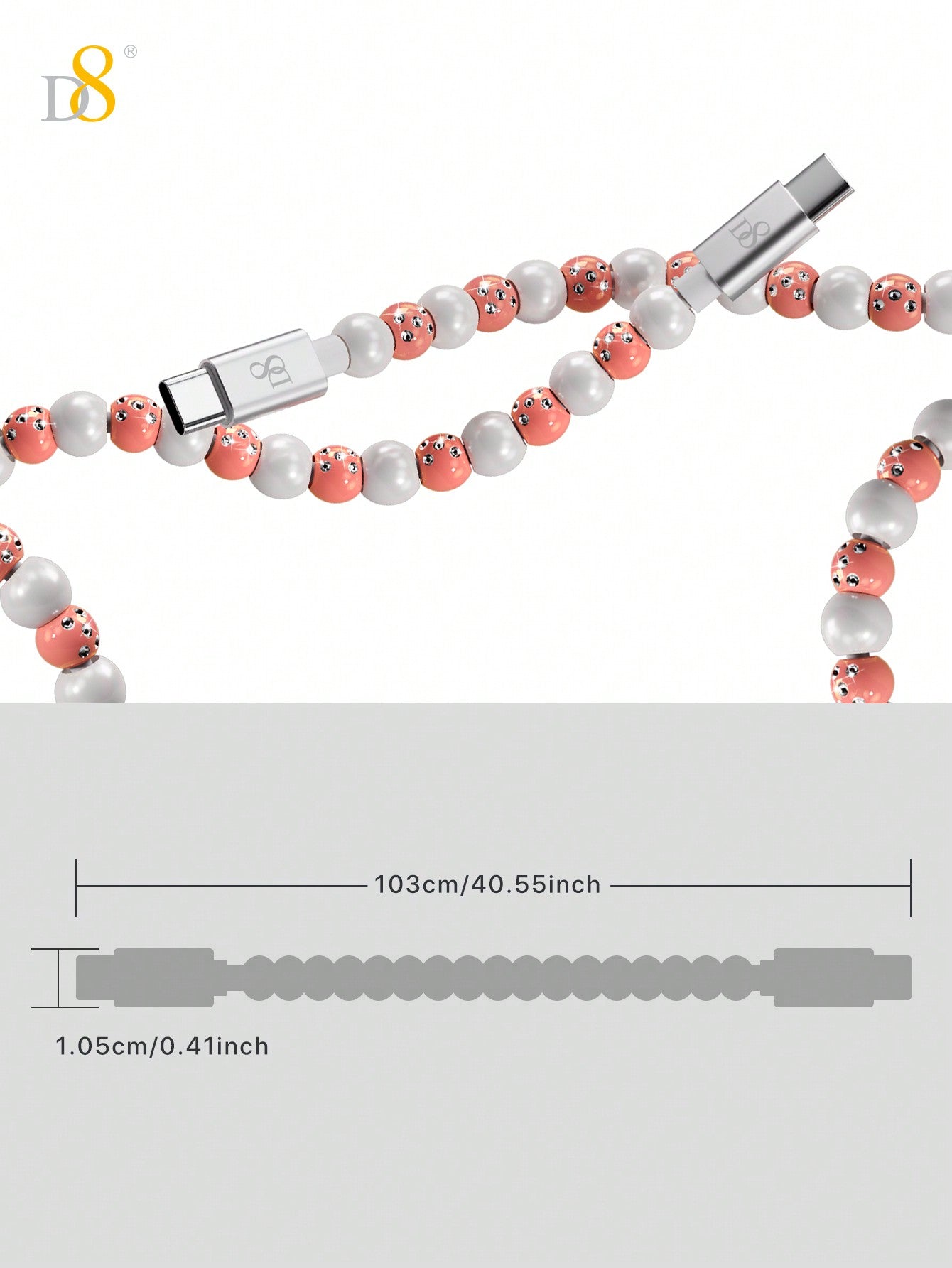D8 USB-C to C 고속 충전 케이블 (PD 60W, 3.3ft) 아이폰 15 / 갤럭시 S22 / 아이패드 프로 / 맥북 대응 | 내구성 강화 브레이드 케이블