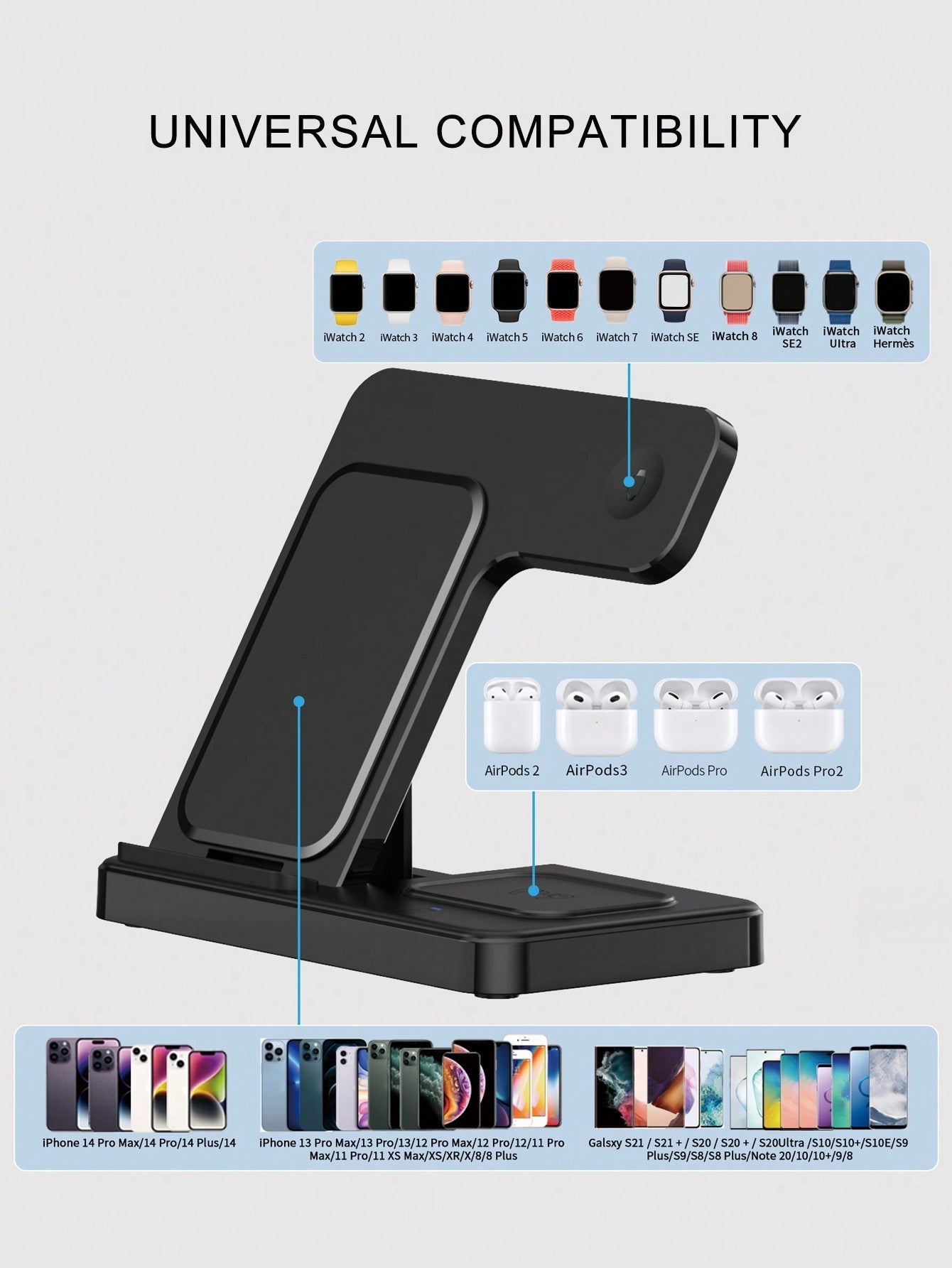 D8 3-in-1 무선 충전기 iPhone + Apple Watch + AirPods 동시 충전 | 애플 유저 필수템 | 선물용 추천