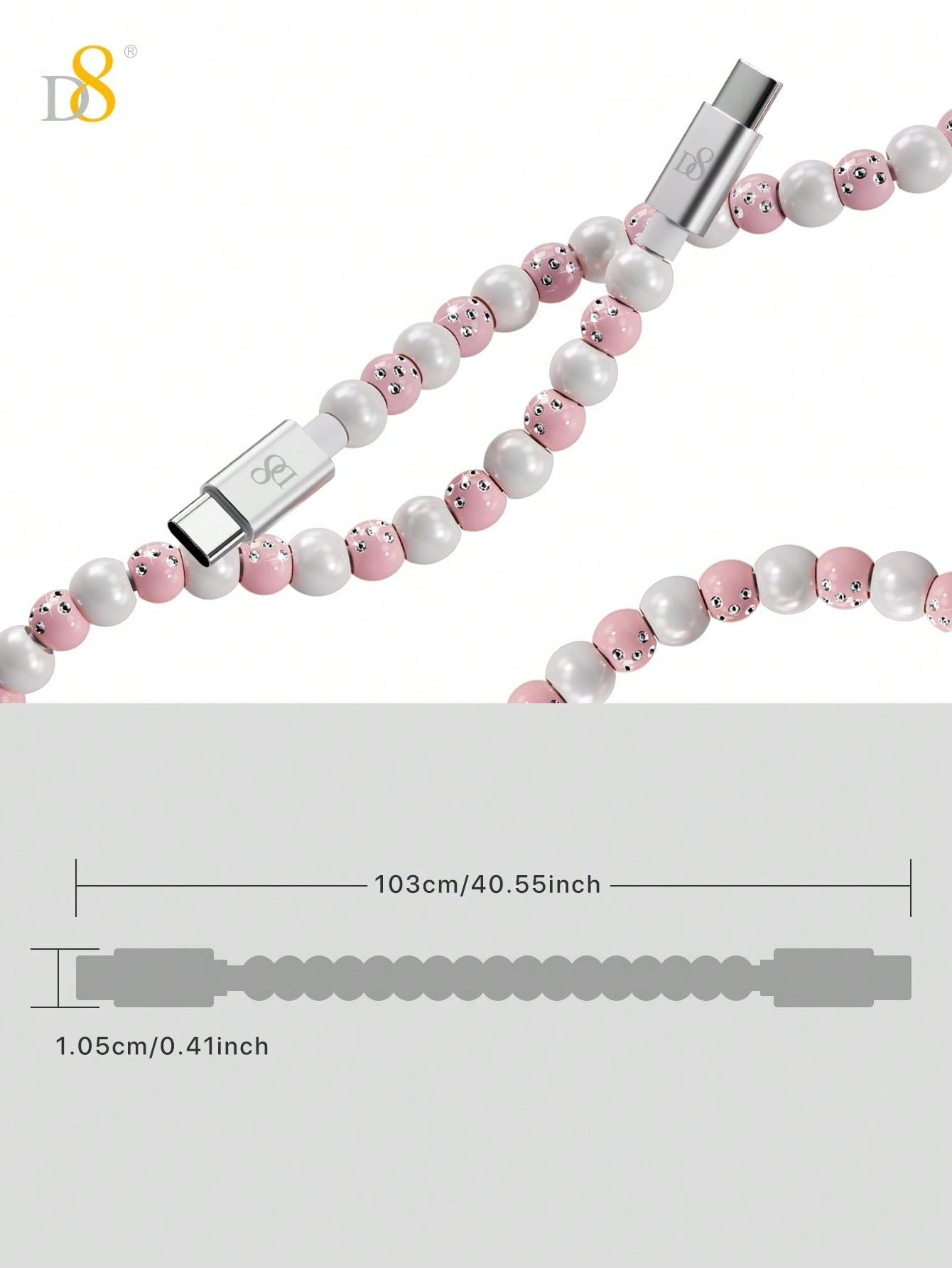 D8 USB-C to C 고속 충전 케이블 (3.3ft / 1M) 최대 60W PD 지원 / 비즈 브레이디드 내구성 / 아이폰 15 & 갤럭시 S22 완벽 호환