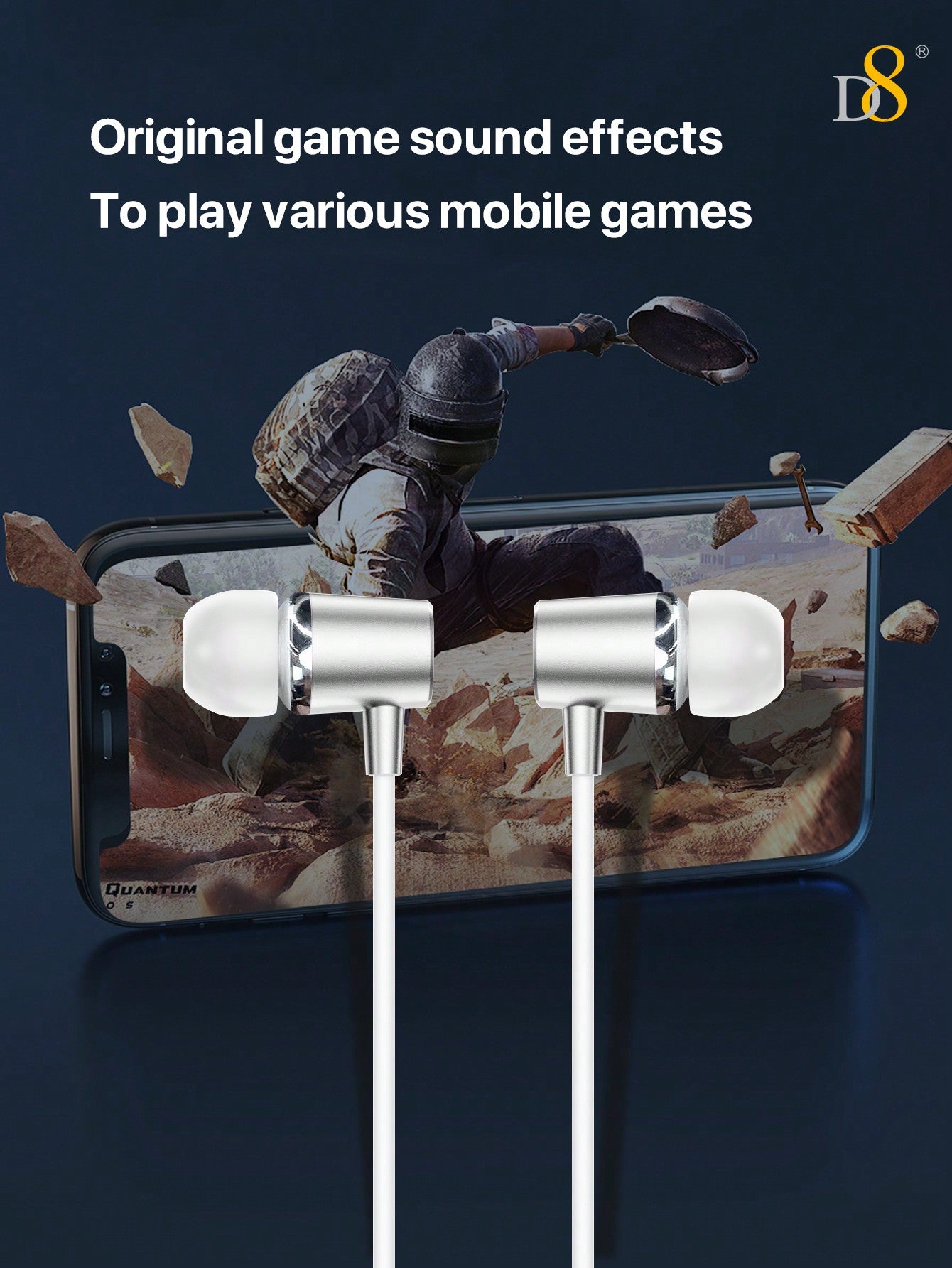 D8 USB-C 인이어 이어폰 with 마이크 iPhone 16 / Galaxy S23 / iPad 호환 | 고음질 | 핸즈프리 통화 | 인체공학적 설계