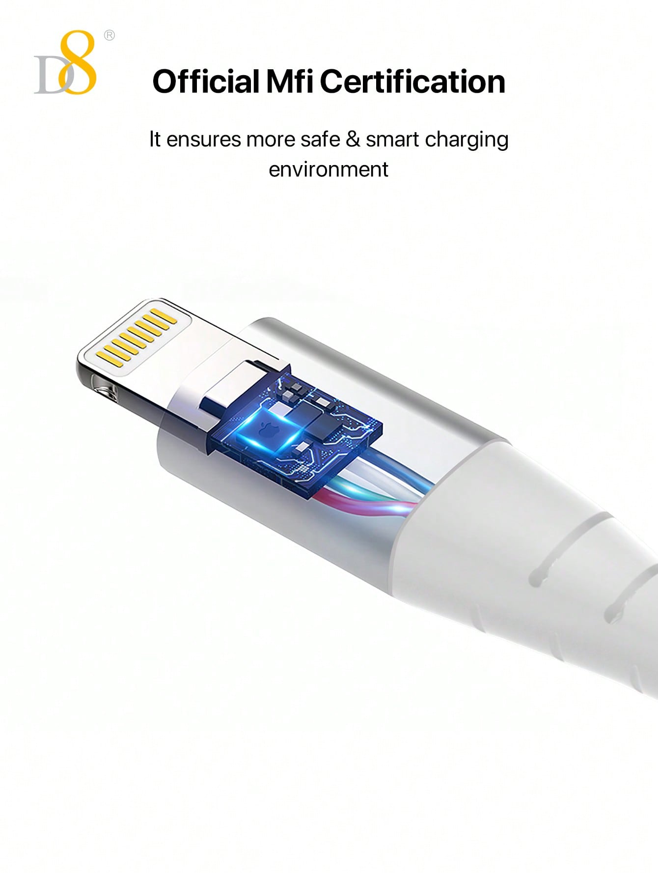 D8 아이폰 충전 케이블 (2개입) MFi 인증 | 1m (3.3FT) | USB-A to Lightning | 고속충전 & 데이터전송 | 나일론 브레이디드