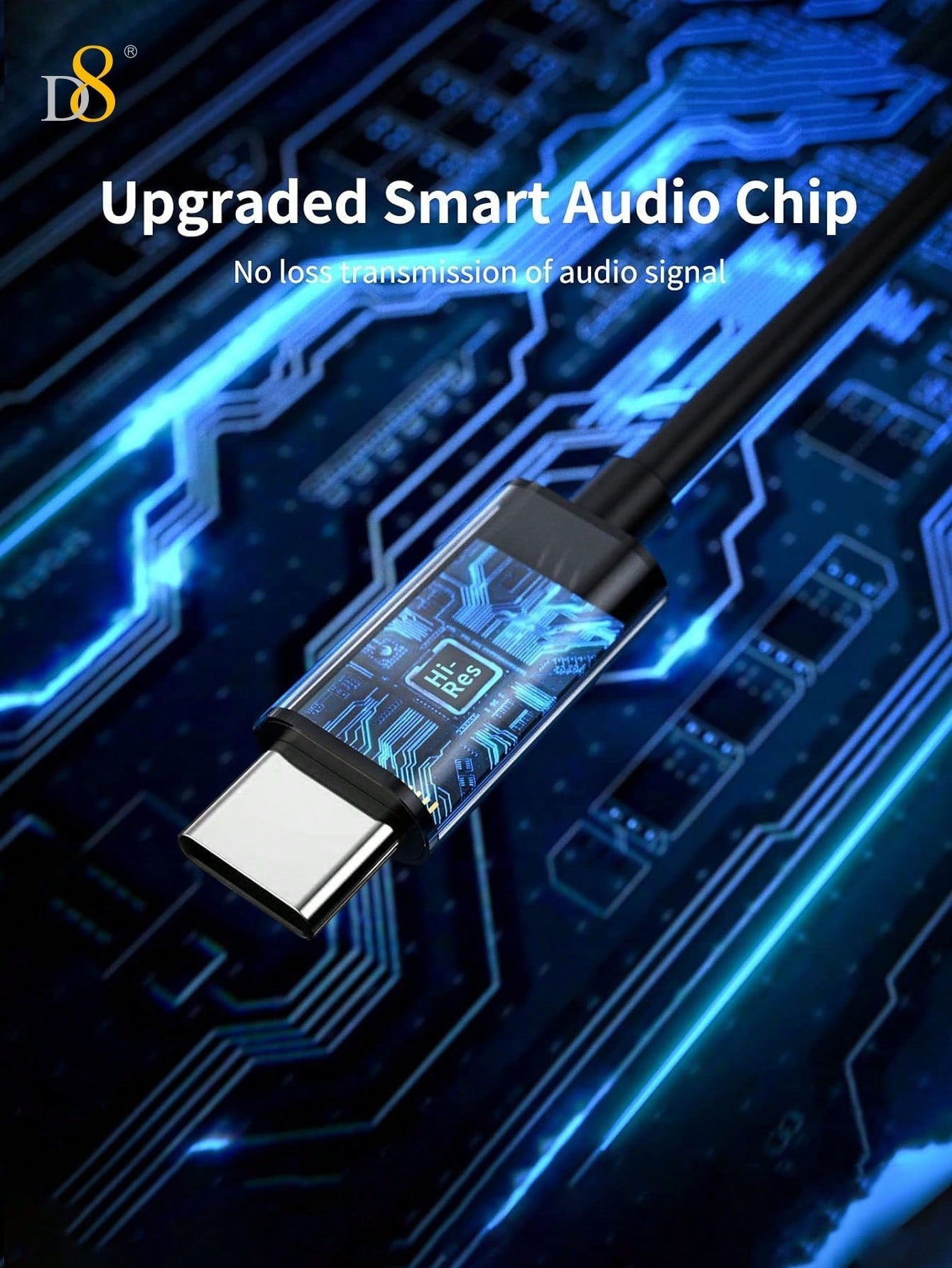 D8 USB-C to 3.5mm 오디오 케이블 (1m) iPhone 16, Galaxy S24, Pixel, iPad Pro 호환 | 고음질 | 내구성 강화 | 차량 & 이어폰 연결 최적화