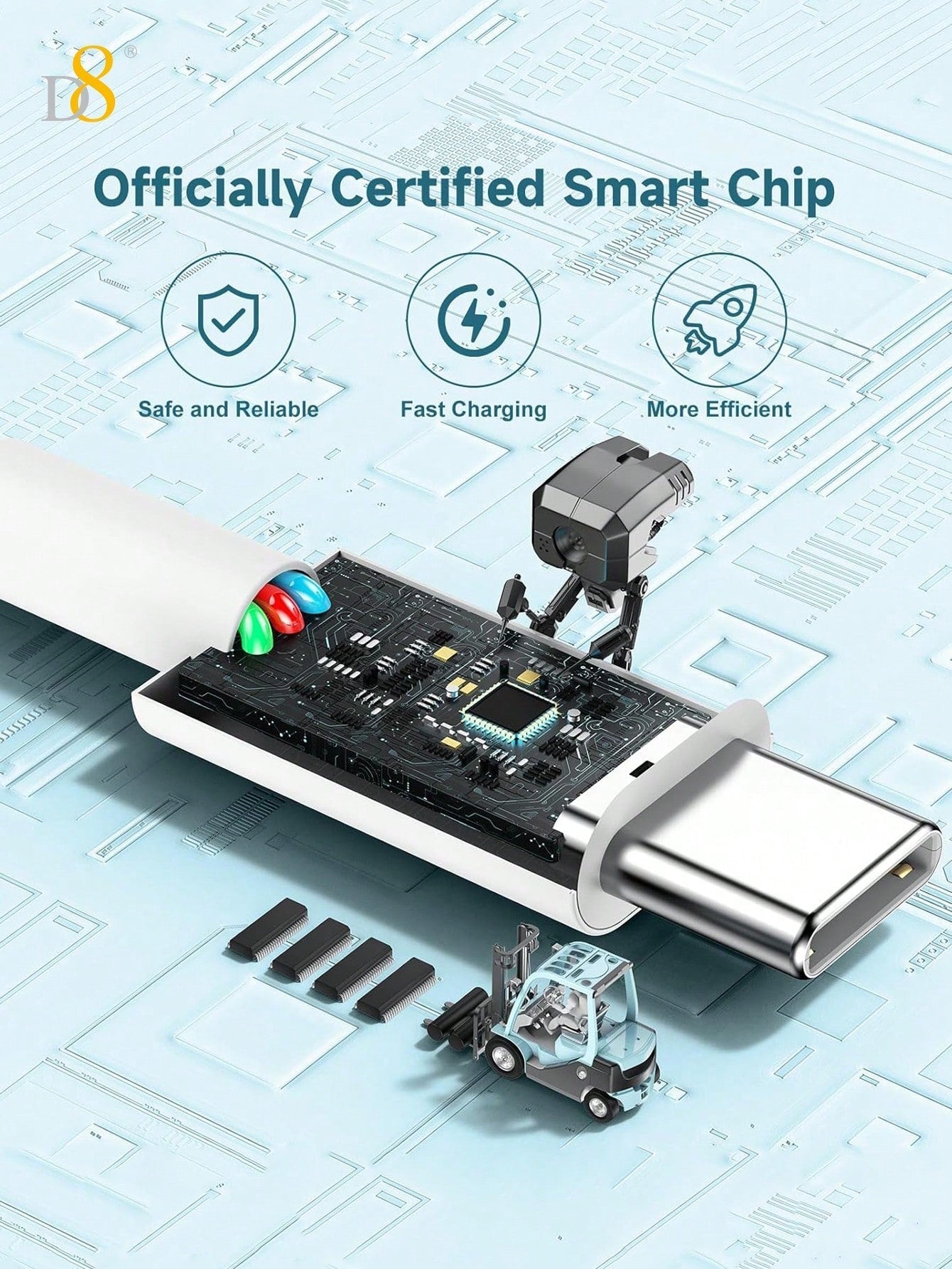 D8 USB-C to USB-C 케이블 3A 고속충전 | 1M & 2M 선택 가능 | 데이터 전송 | 아이폰 16, 맥북, 갤럭시 호환