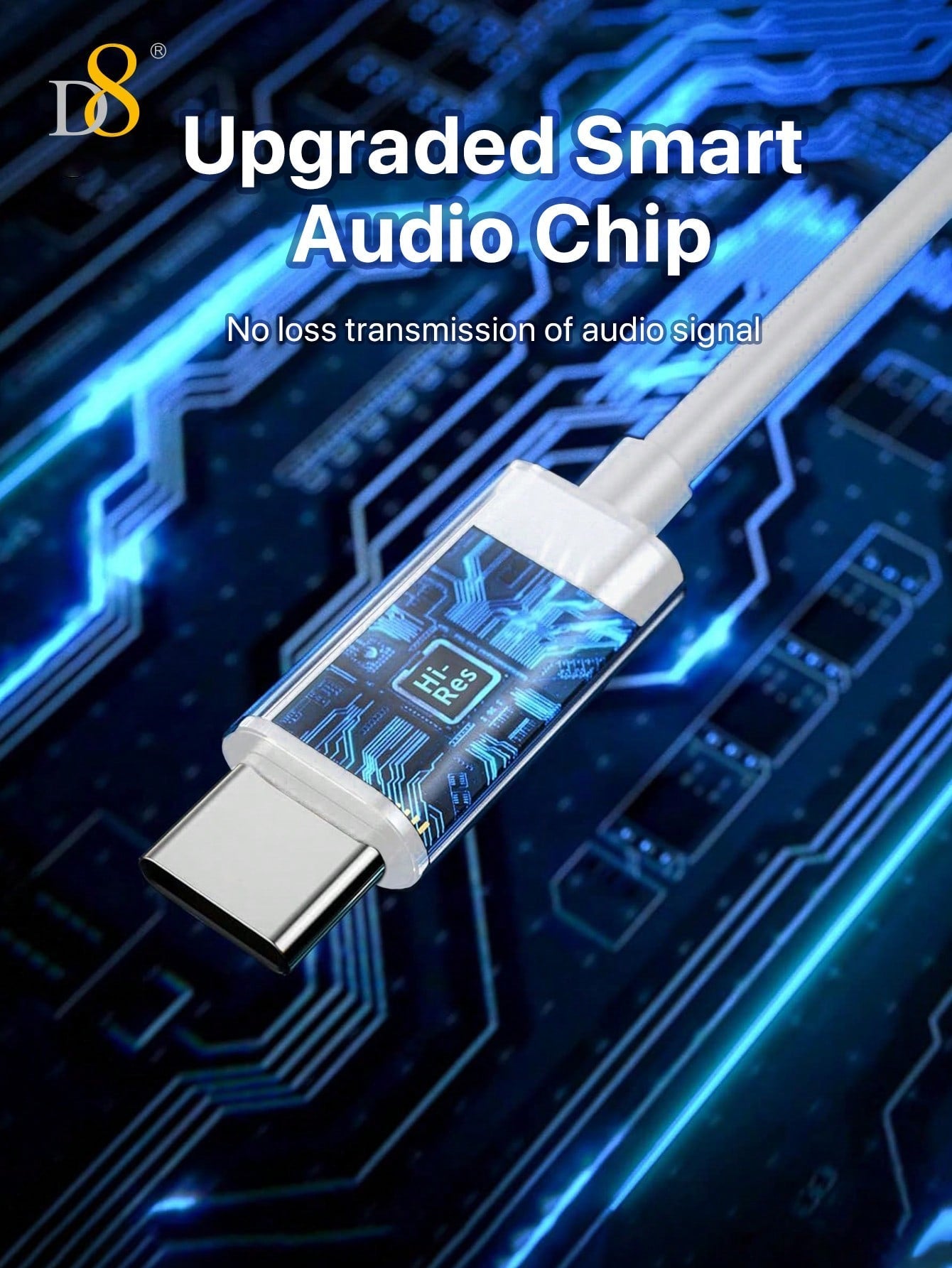 D8 USB-C to 3.5mm 오디오 케이블 (1m) – 아이폰 16·갤럭시 S24·아이패드 프로 완벽 호환 –